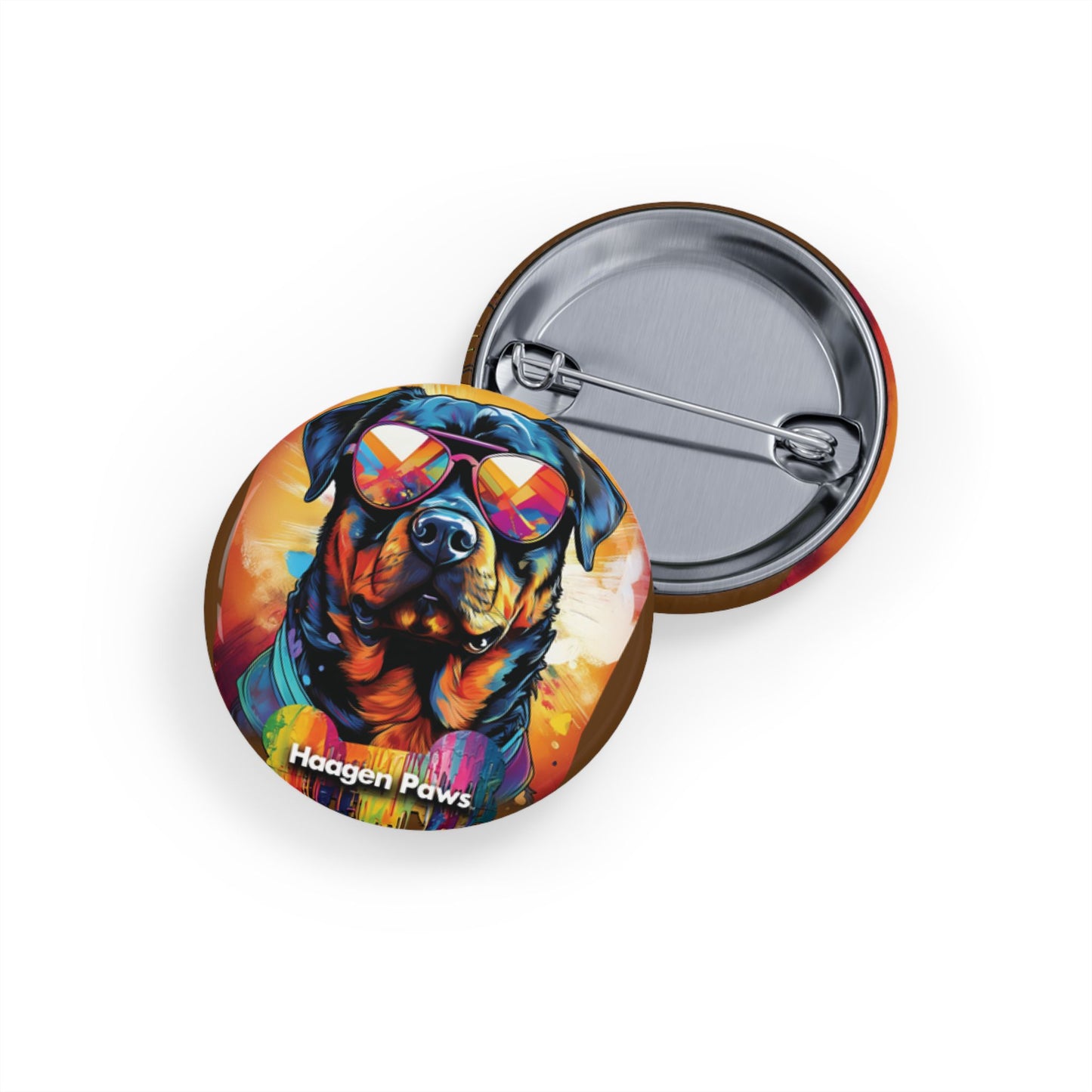 Rottweiler Wearing Sunglasses Haagen-Paws Graffiti Round Pins