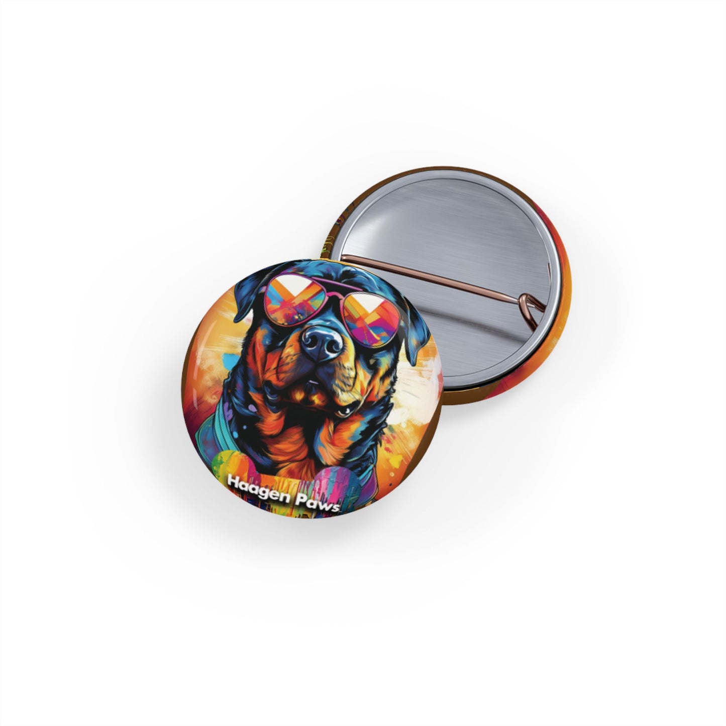 Rottweiler Wearing Sunglasses Haagen-Paws Graffiti Round Pins