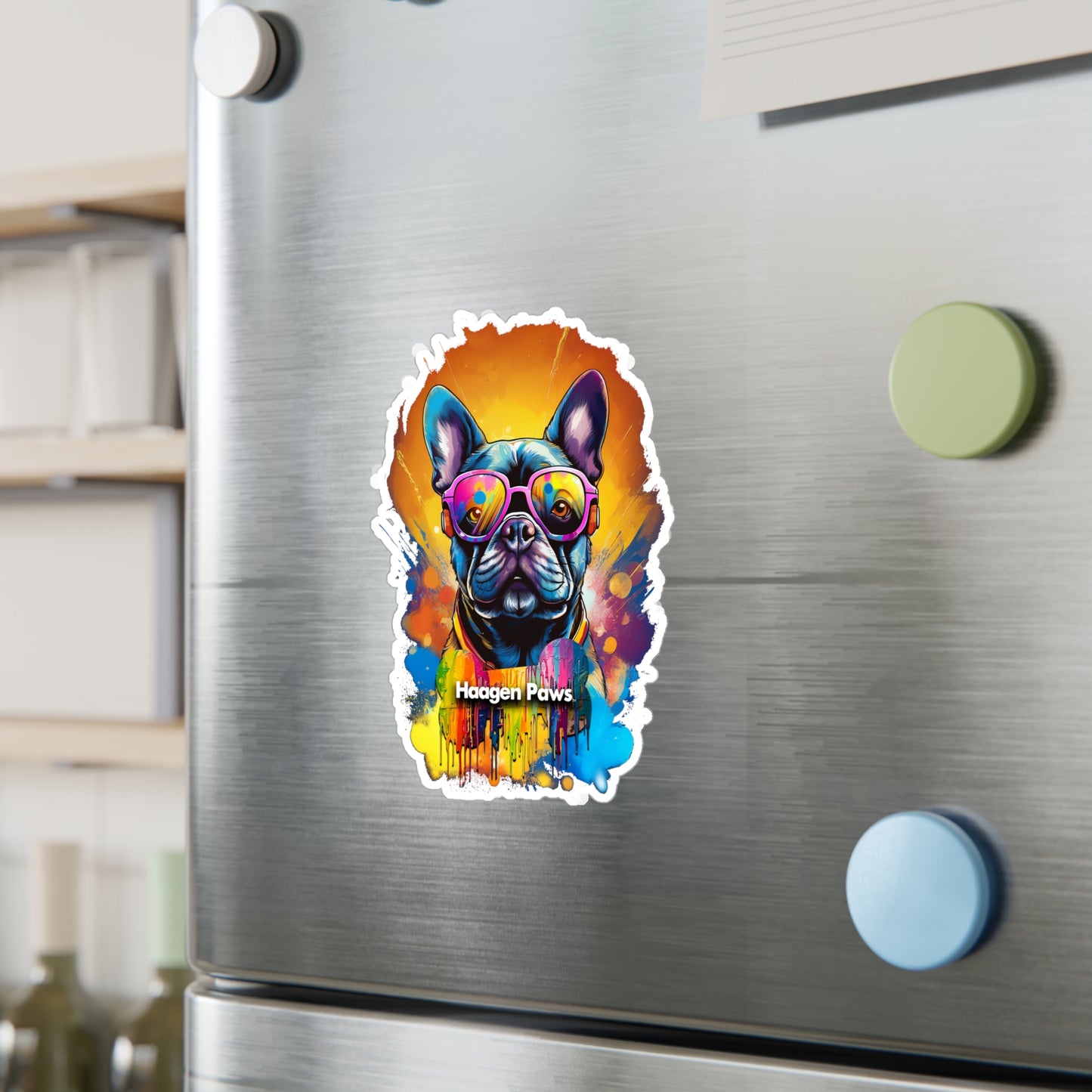 Frenchie Wearing Sunglasses Haagen-Paws Graffiti Vinyl Decals