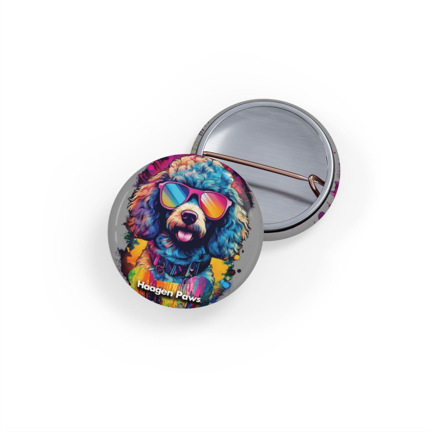 Poodle Wearing Sunglasses Haagen-Paws Graffiti Round Pins