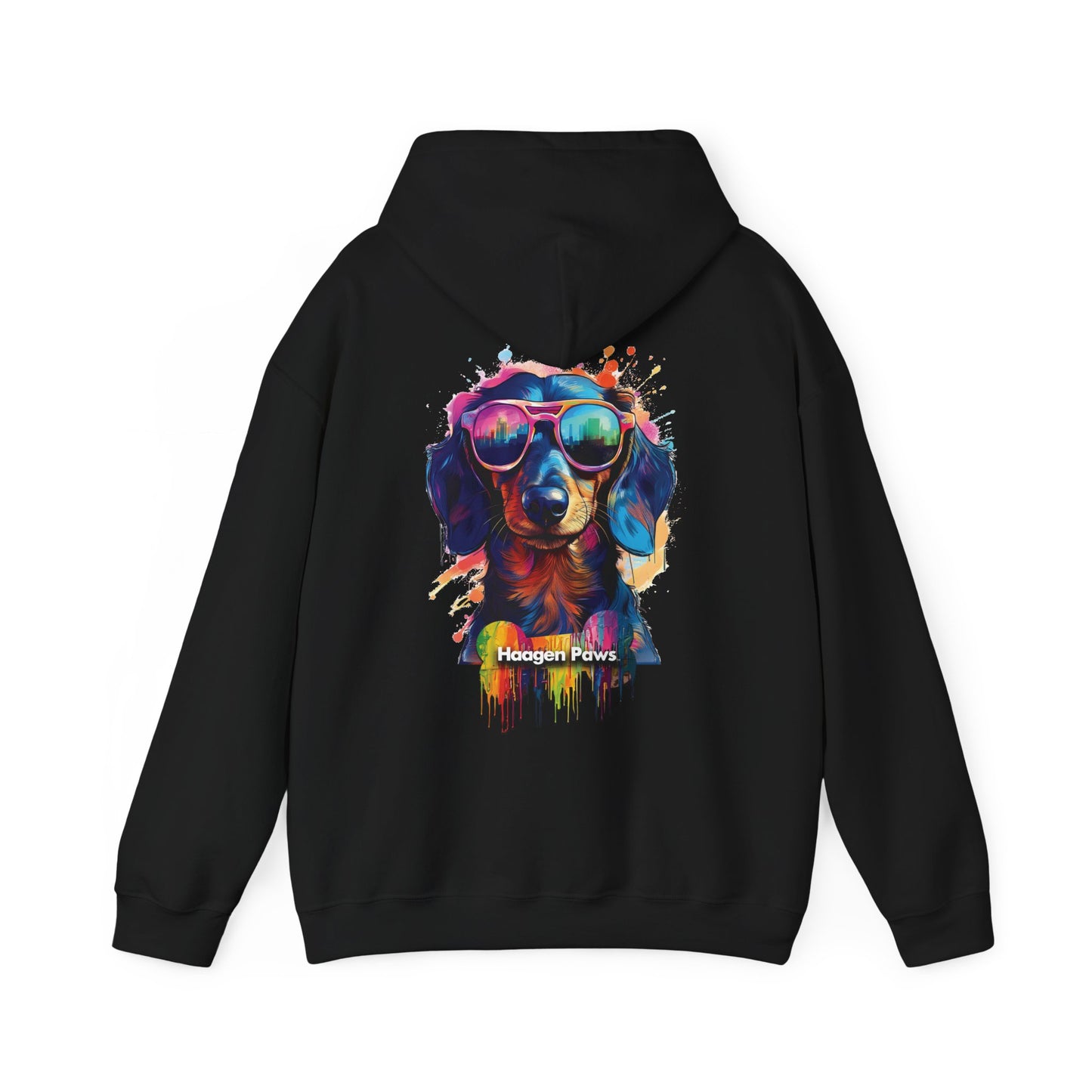 Dachshund Wearing Sunglasses Haagen-Paws Graffiti Unisex Heavy Blend™ Hooded Sweatshirt