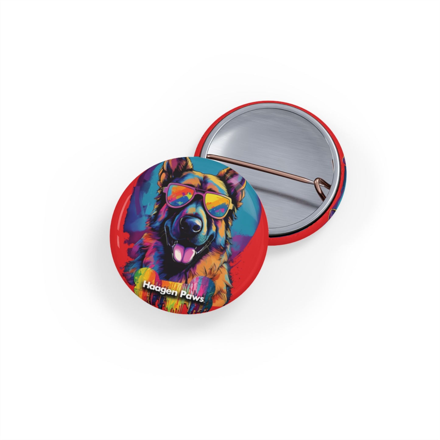 German Shepherd Wearing Sunglasses Haagen-Paws Graffiti Round Pins
