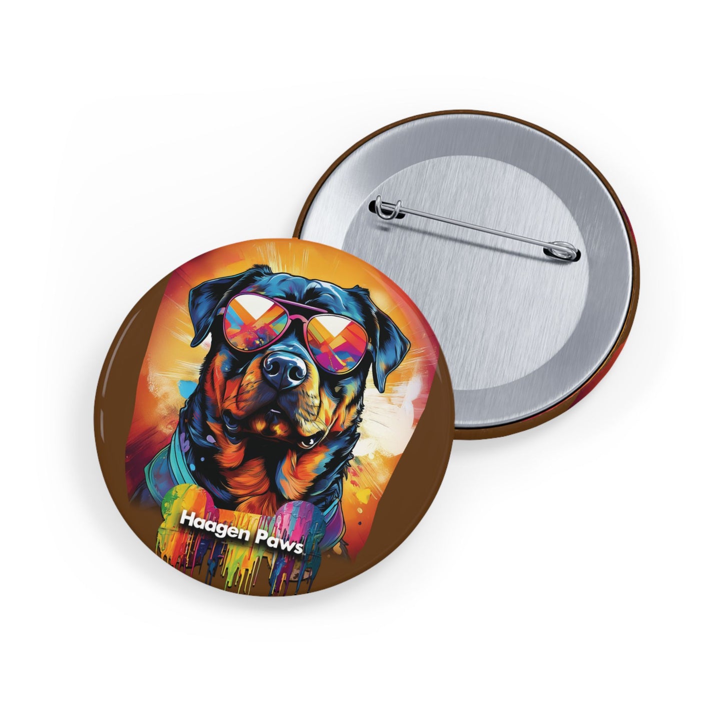 Rottweiler Wearing Sunglasses Haagen-Paws Graffiti Round Pins