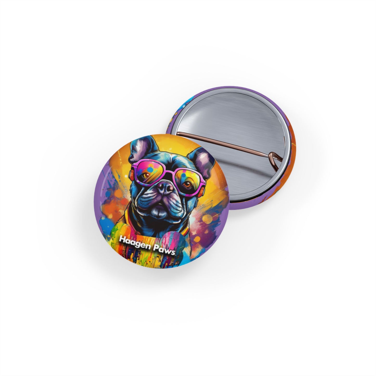 Frenchie Wearing Sunglasses Haagen-Paws Graffiti Round Pins