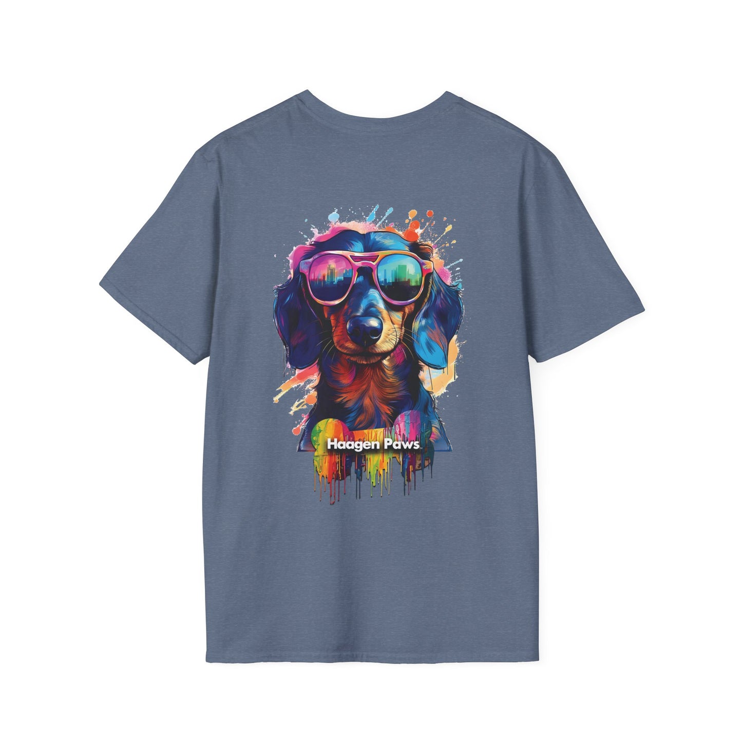 Dachshund Wearing Sunglasses Short Sleeve Haagen-Paws Graffiti T-Shirt