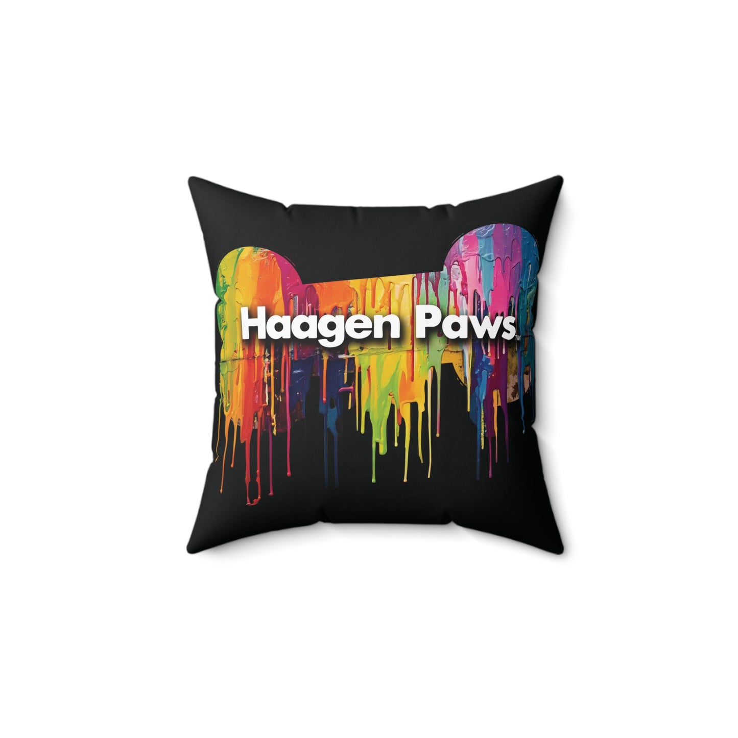 Frenchie Wearing Sunglasses Haagen-Paws Graffiti Spun Polyester Square Pillow