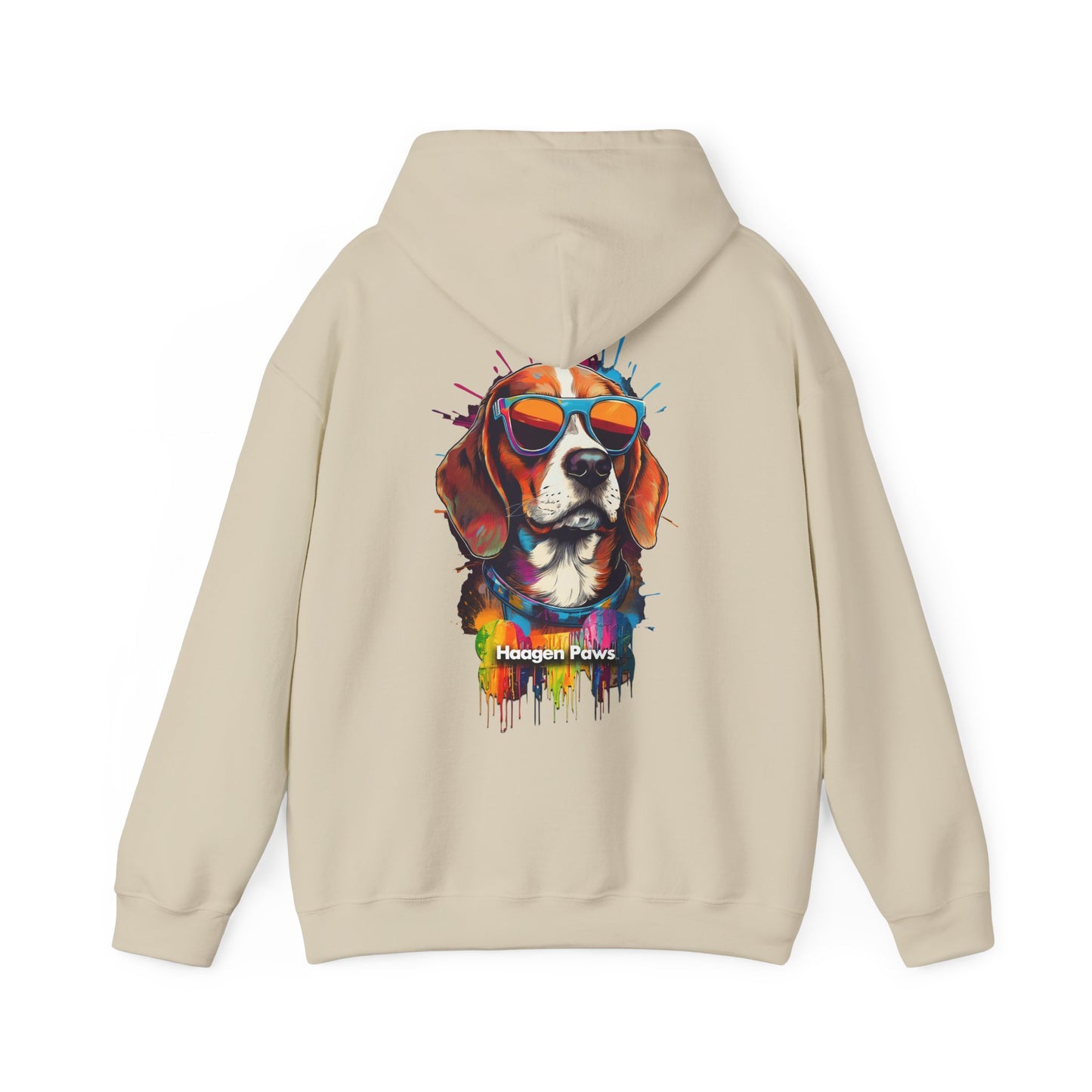 Beagle Wearing Sunglasses Haagen-Paws Graffiti Unisex Heavy Blend™ Hooded Sweatshirt