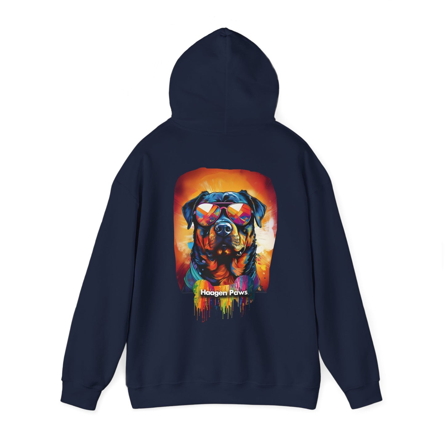 Rottweiler Wearing Sunglasses Haagen-Paws Graffiti Unisex Heavy Blend™ Hooded Sweatshirt