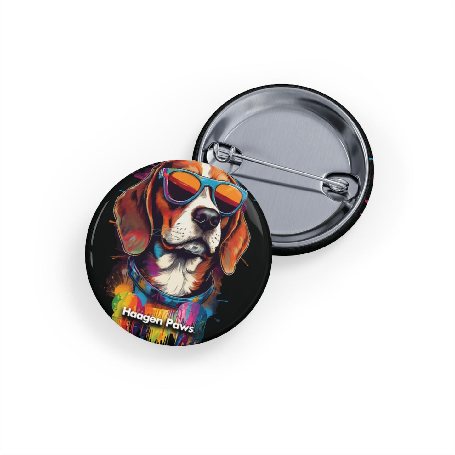 Beagle Wearing Sunglasses Haagen-Paws Graffiti Round Pins