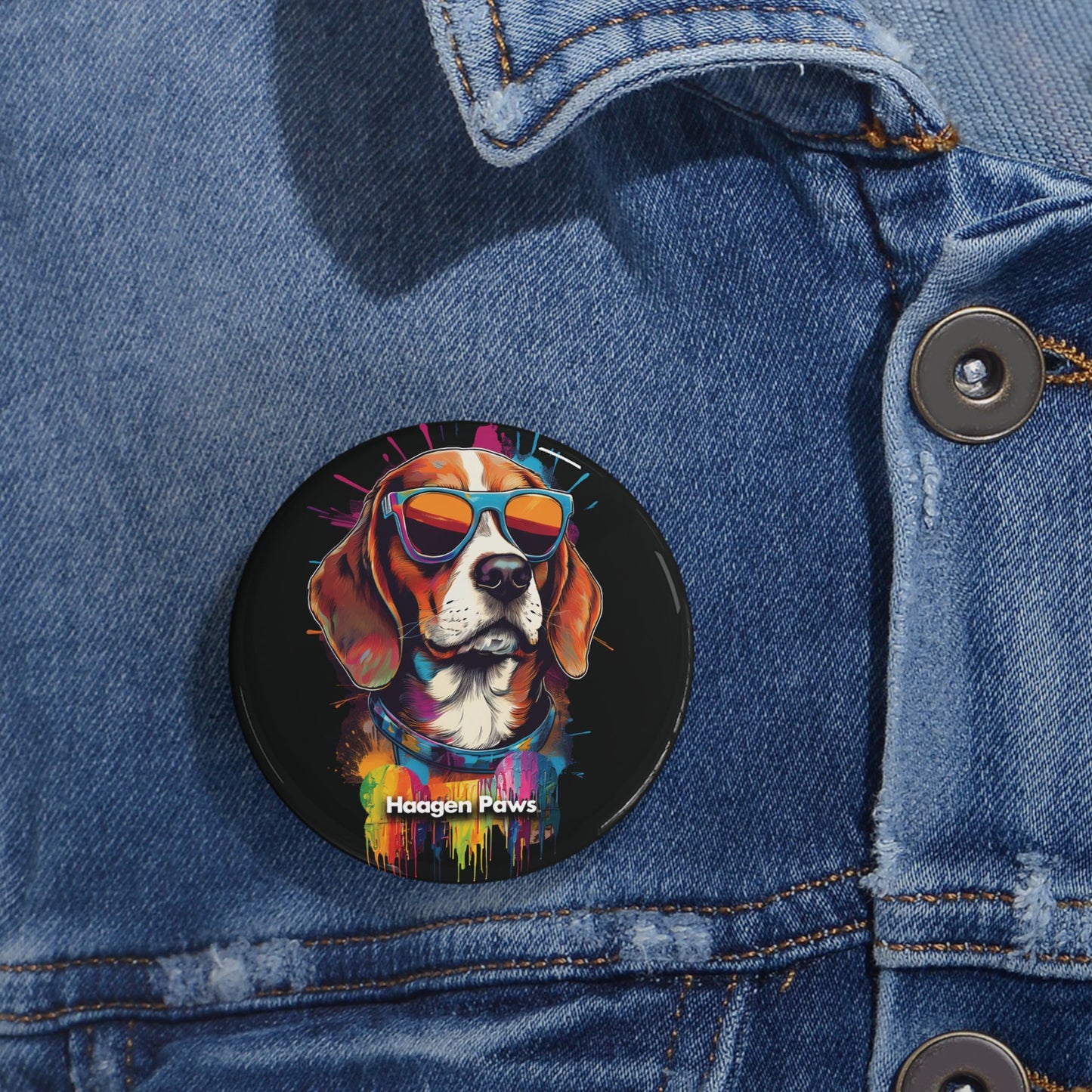 Beagle Wearing Sunglasses Haagen-Paws Graffiti Round Pins