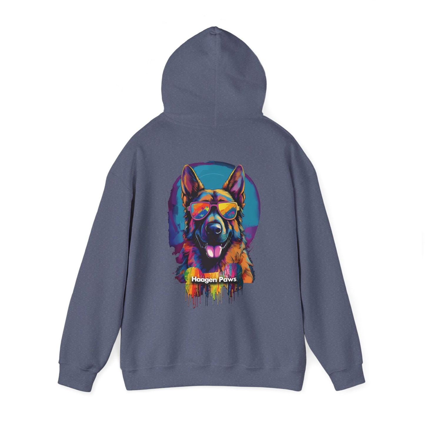 German Shepherd Wearing Sunglasses Haagen-Paws Graffiti Unisex Heavy Blend™ Hooded Sweatshirt