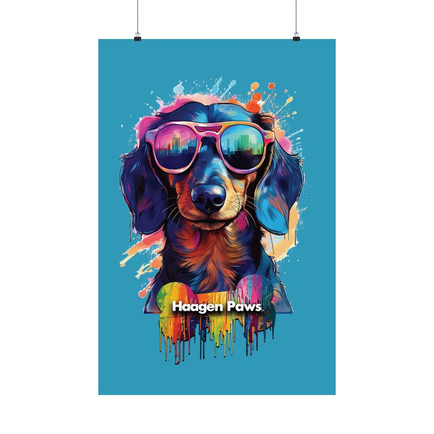 Dachshund Wearing Sunglasses Haagen-Paws Graffiti Matte Vertical Posters