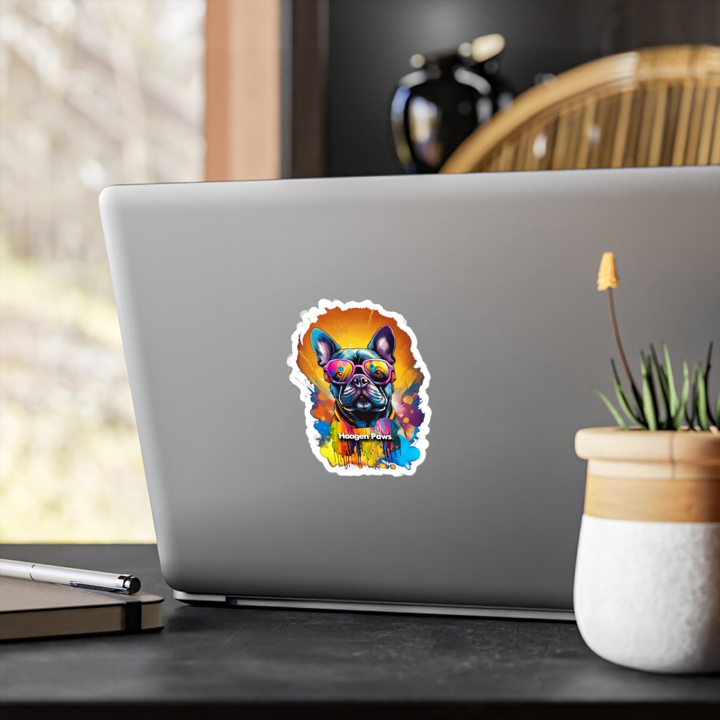Frenchie Wearing Sunglasses Haagen-Paws Graffiti Vinyl Decals