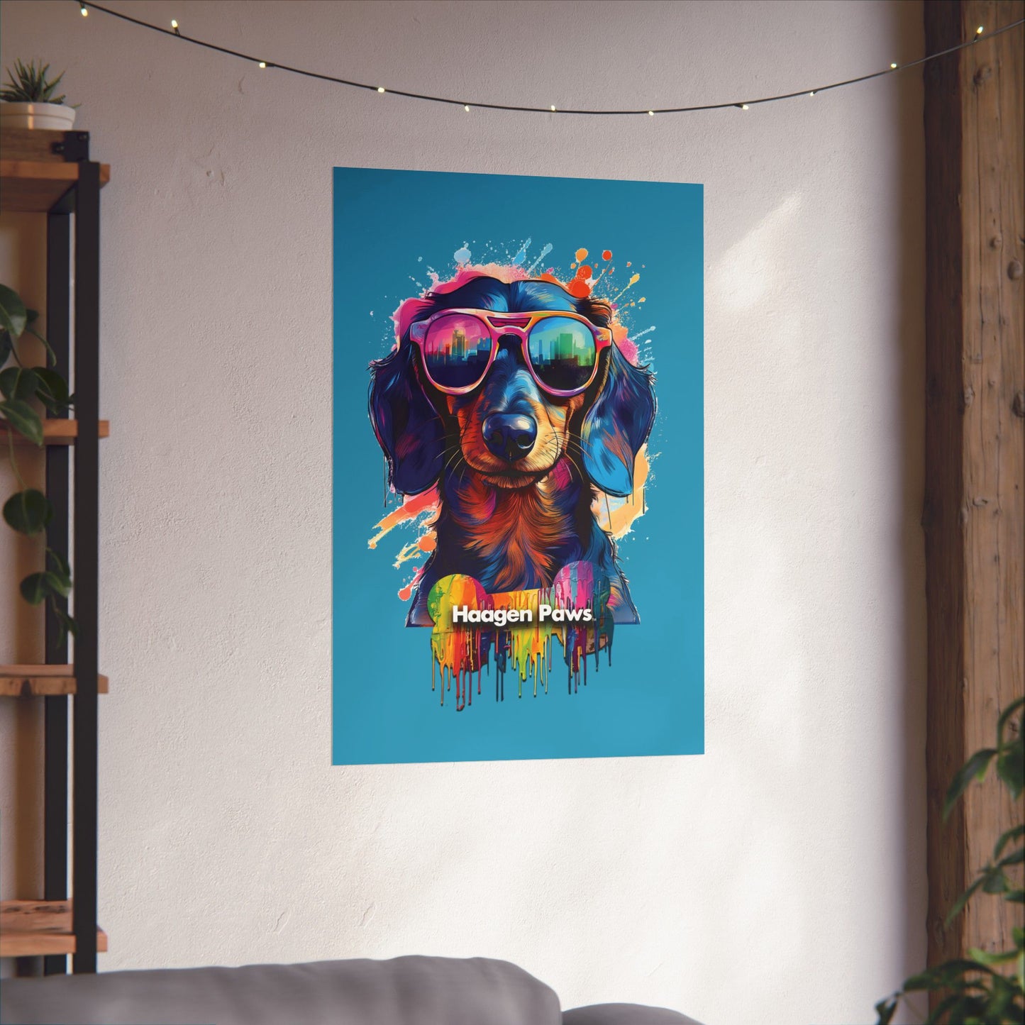 Dachshund Wearing Sunglasses Haagen-Paws Graffiti Matte Vertical Posters