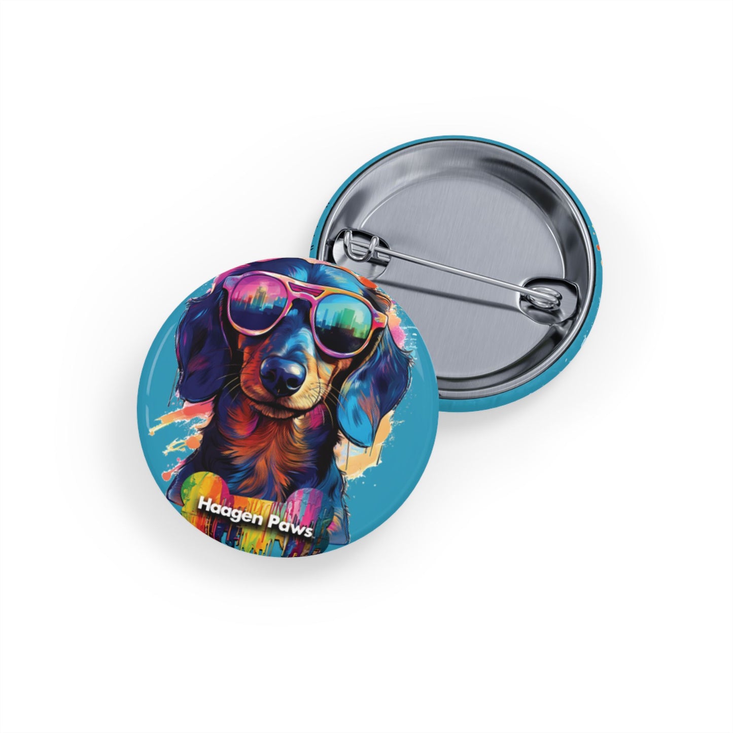 Dachshund Wearing Sunglasses Haagen-Paws Graffiti Round Pins