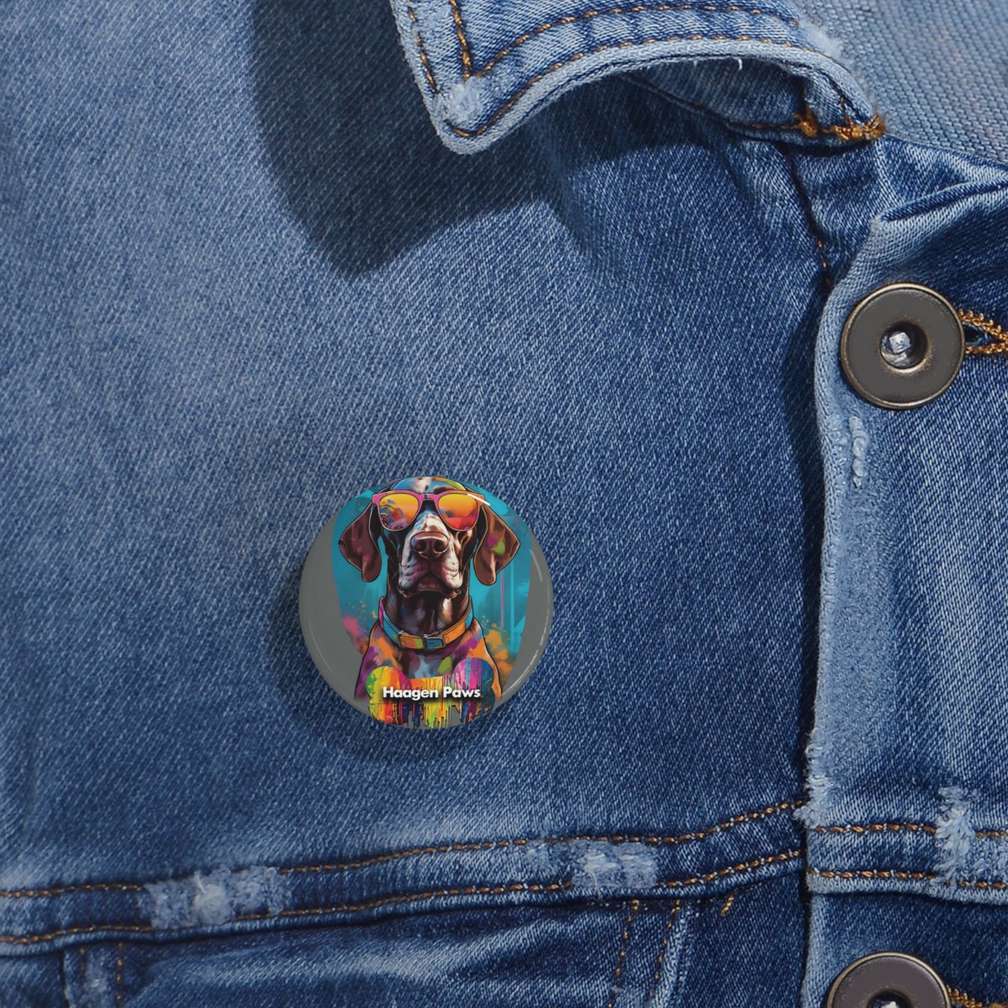German Shorthaired Pointer Wearing Sunglasses Haagen-Paws Graffiti Round Pins