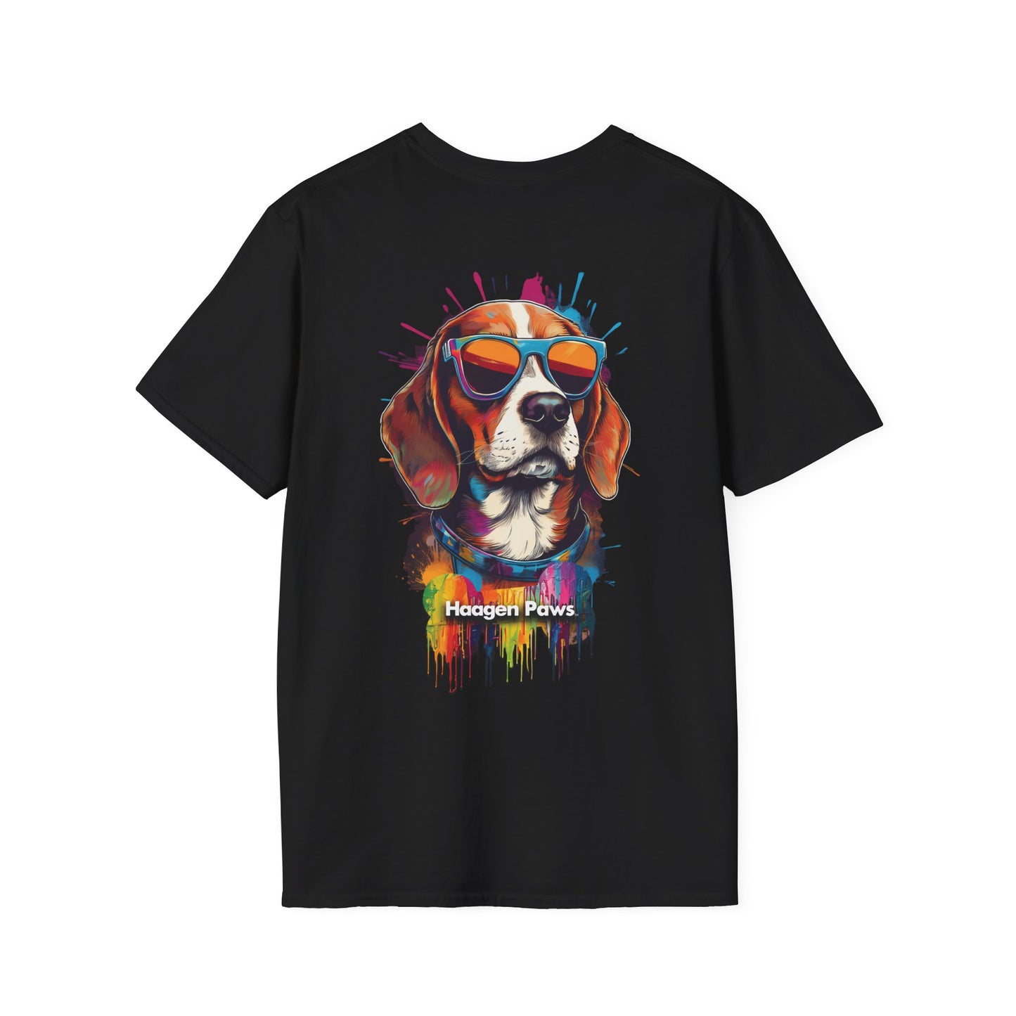 Beagle Wearing Sunglasses Short Sleeve Haagen-Paws Graffiti T-Shirt Black