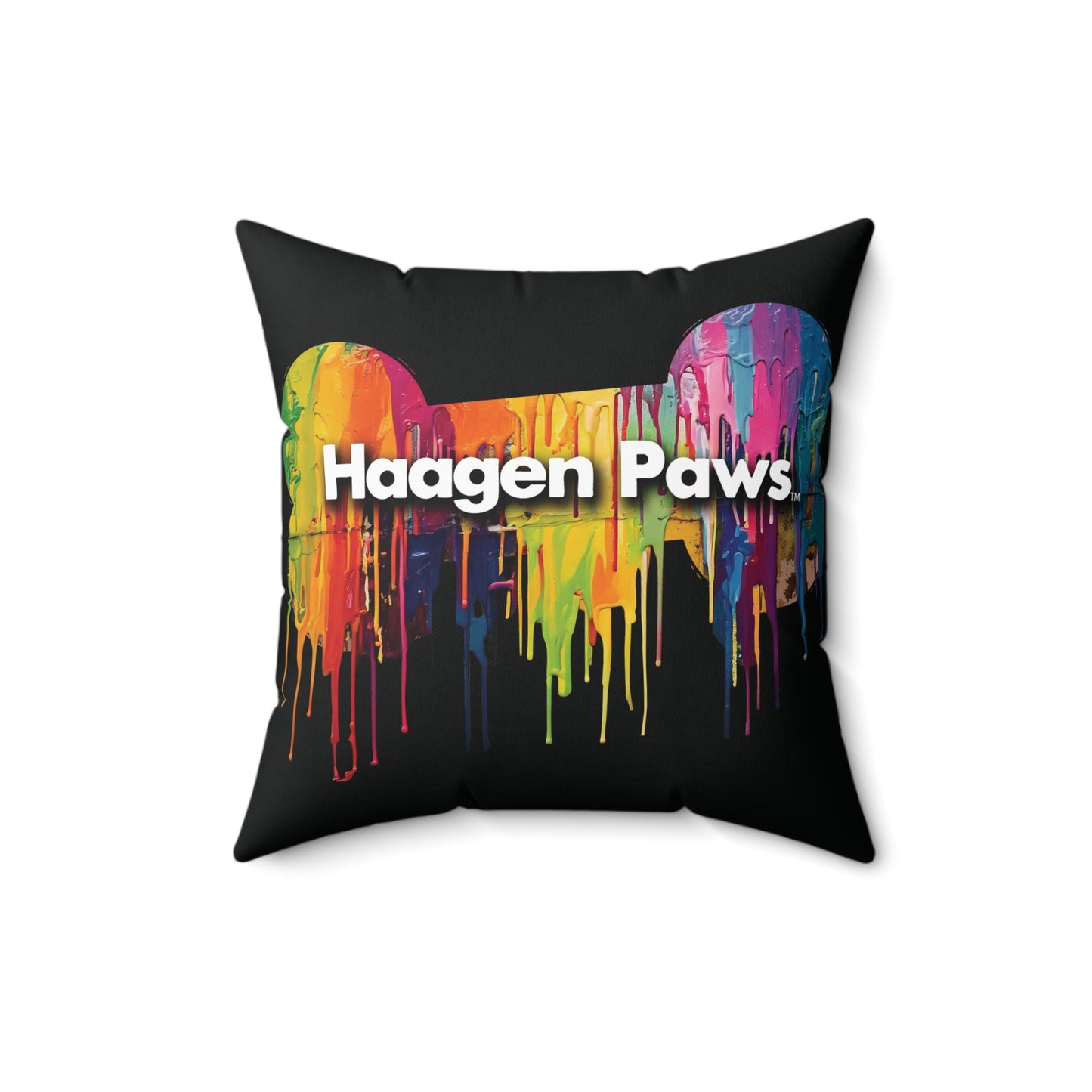 Frenchie Wearing Sunglasses Haagen-Paws Graffiti Spun Polyester Square Pillow