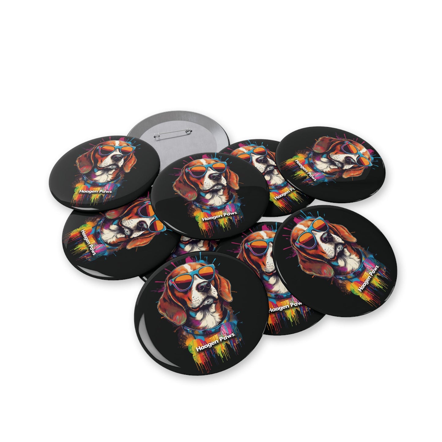 Beagle Wearing Sunglasses Haagen-Paws Graffiti Round Pins