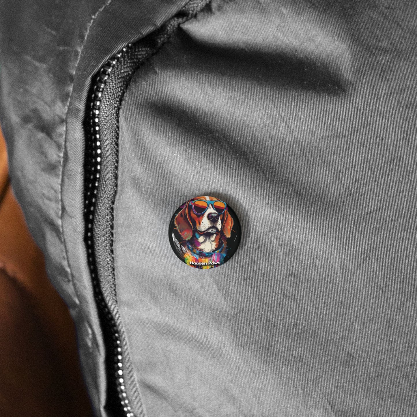 Beagle Wearing Sunglasses Haagen-Paws Graffiti Round Pins