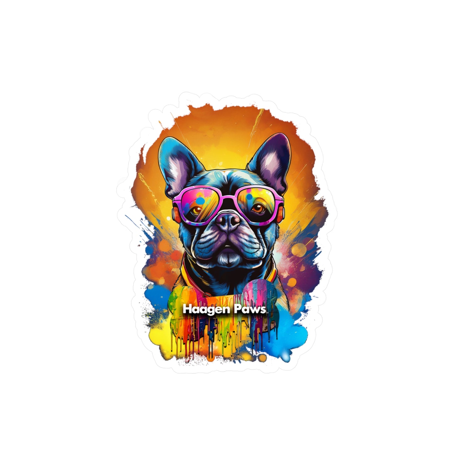 Frenchie Wearing Sunglasses Haagen-Paws Graffiti Vinyl Decals