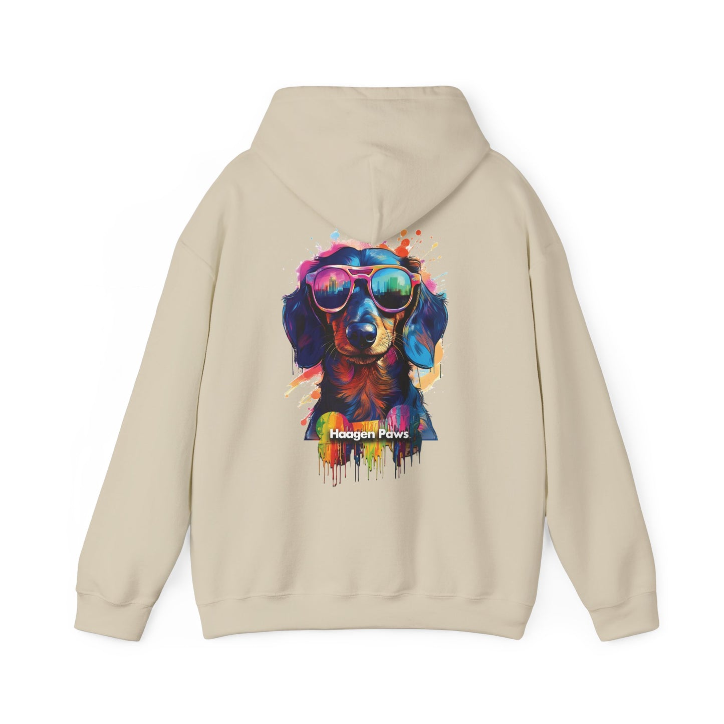 Dachshund Wearing Sunglasses Haagen-Paws Graffiti Unisex Heavy Blend™ Hooded Sweatshirt