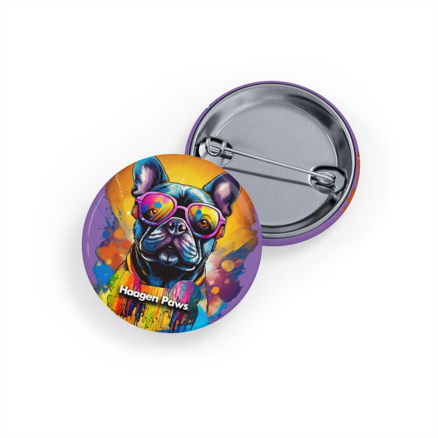 Frenchie Wearing Sunglasses Haagen-Paws Graffiti Round Pins