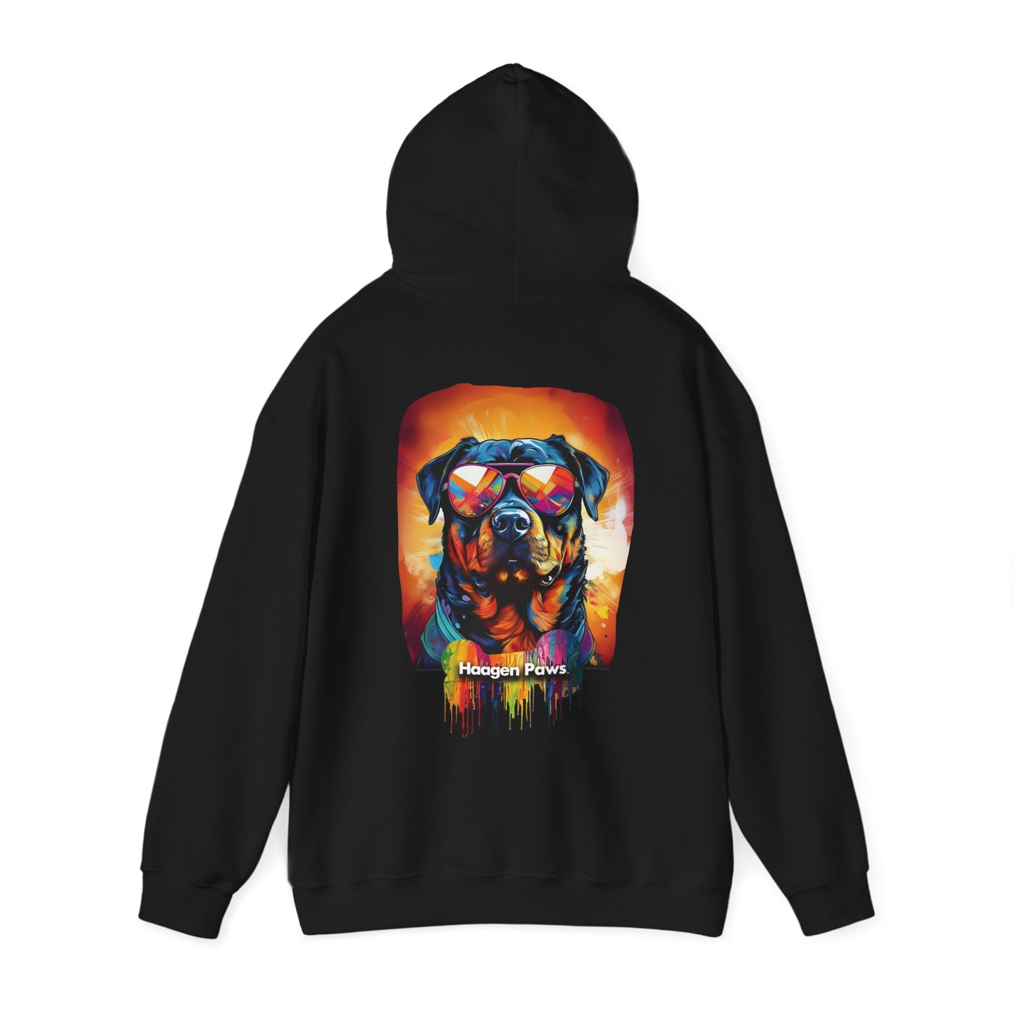 Rottweiler Wearing Sunglasses Haagen-Paws Graffiti Unisex Heavy Blend™ Hooded Sweatshirt