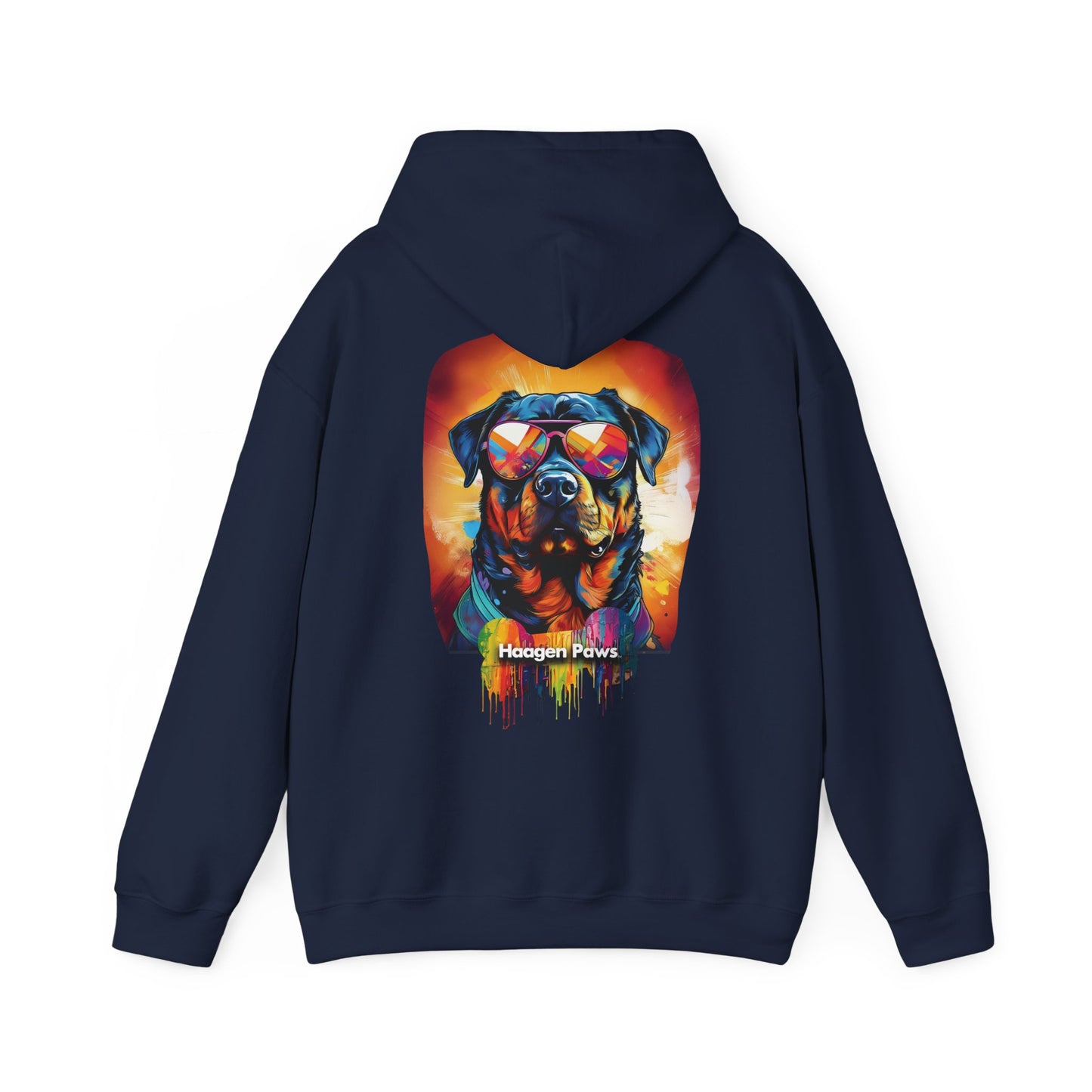 Rottweiler Wearing Sunglasses Haagen-Paws Graffiti Unisex Heavy Blend™ Hooded Sweatshirt