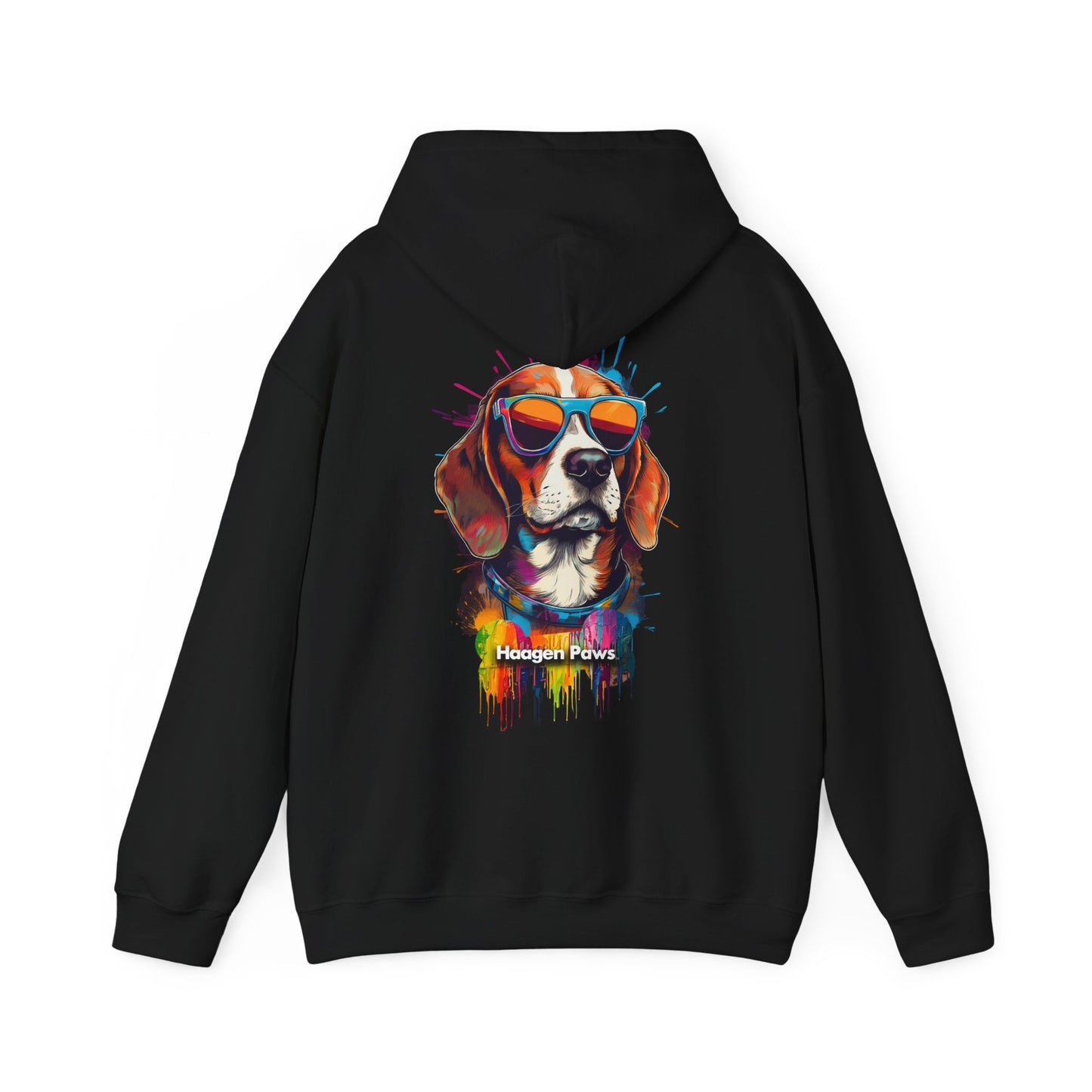 Beagle Wearing Sunglasses Haagen-Paws Graffiti Unisex Heavy Blend™ Hooded Sweatshirt