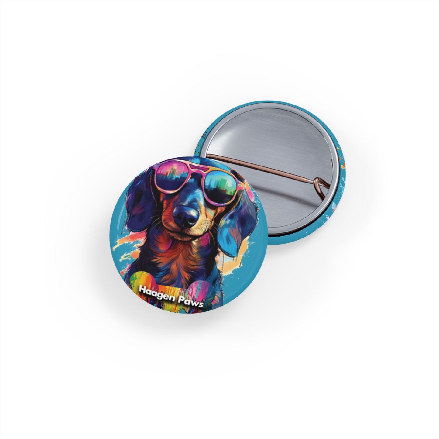 Dachshund Wearing Sunglasses Haagen-Paws Graffiti Round Pins