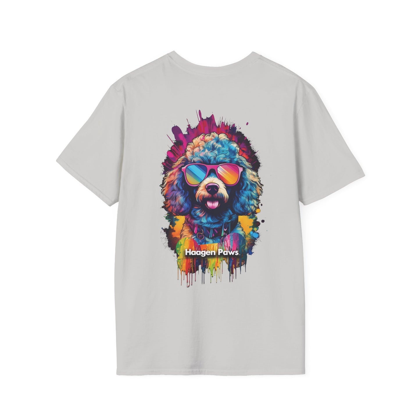 Poodle Wearing Sunglasses Short Sleeve Haagen-Paws Graffiti T-Shirt Ice Grey