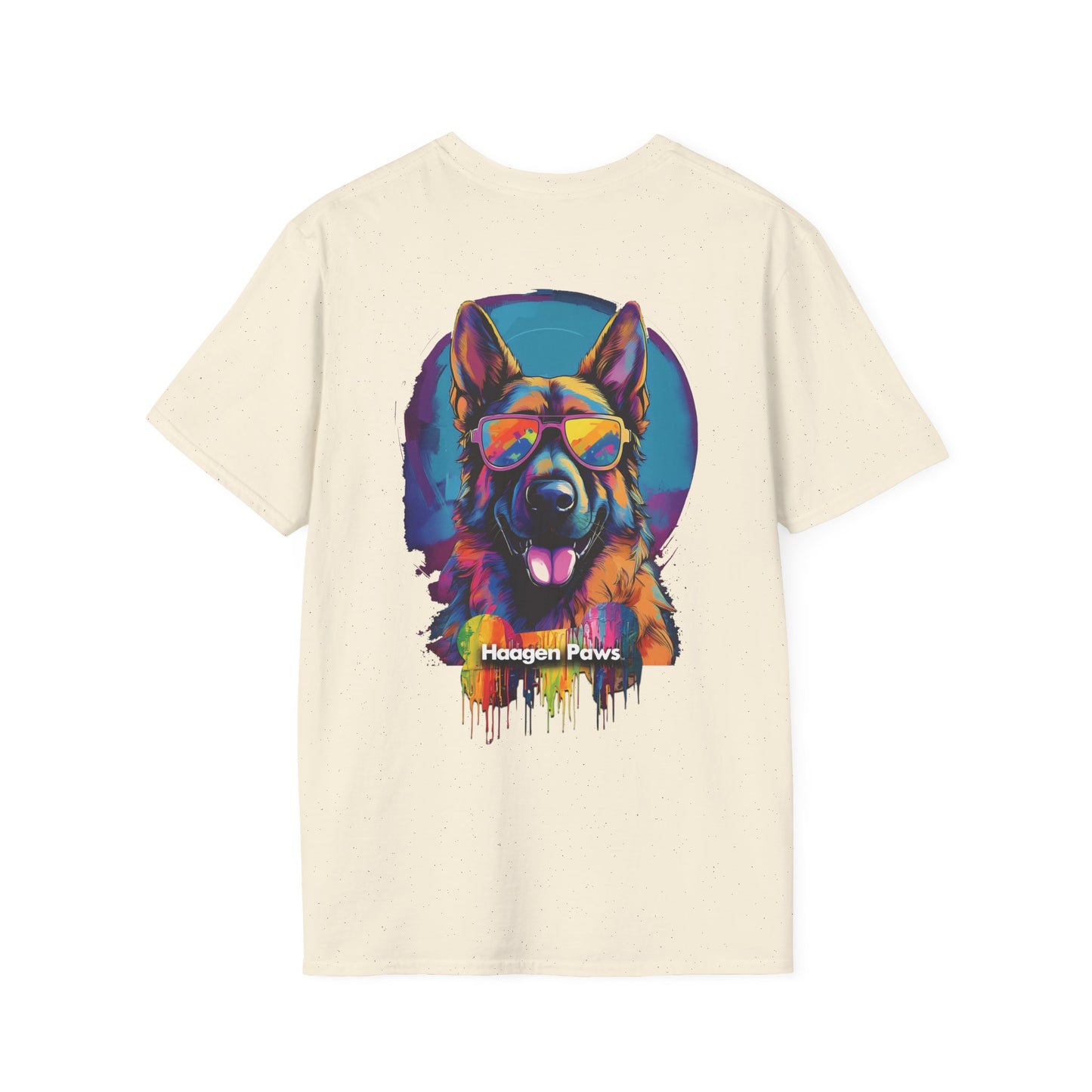 German Shepherd Wearing Sunglasses Short Sleeve Haagen-Paws Graffiti T-Shirt Natural
