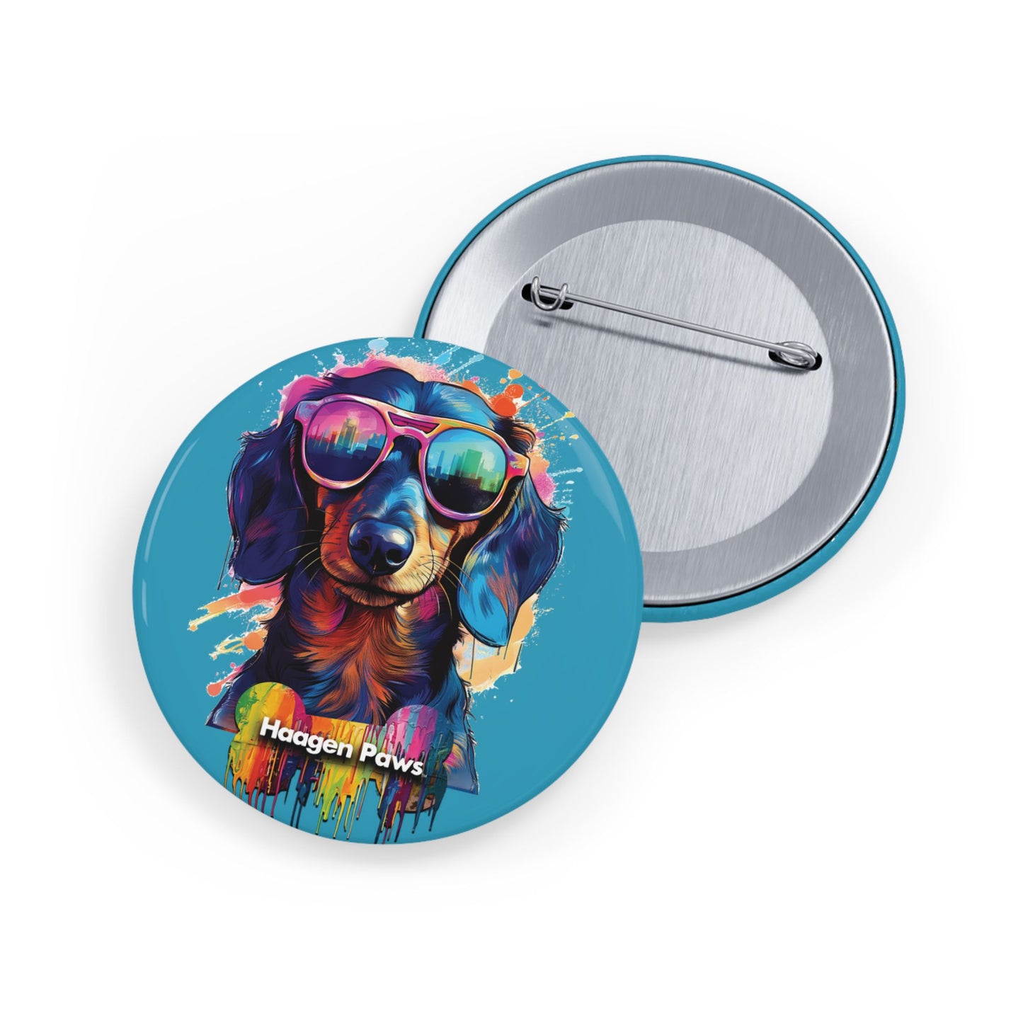Dachshund Wearing Sunglasses Haagen-Paws Graffiti Round Pins