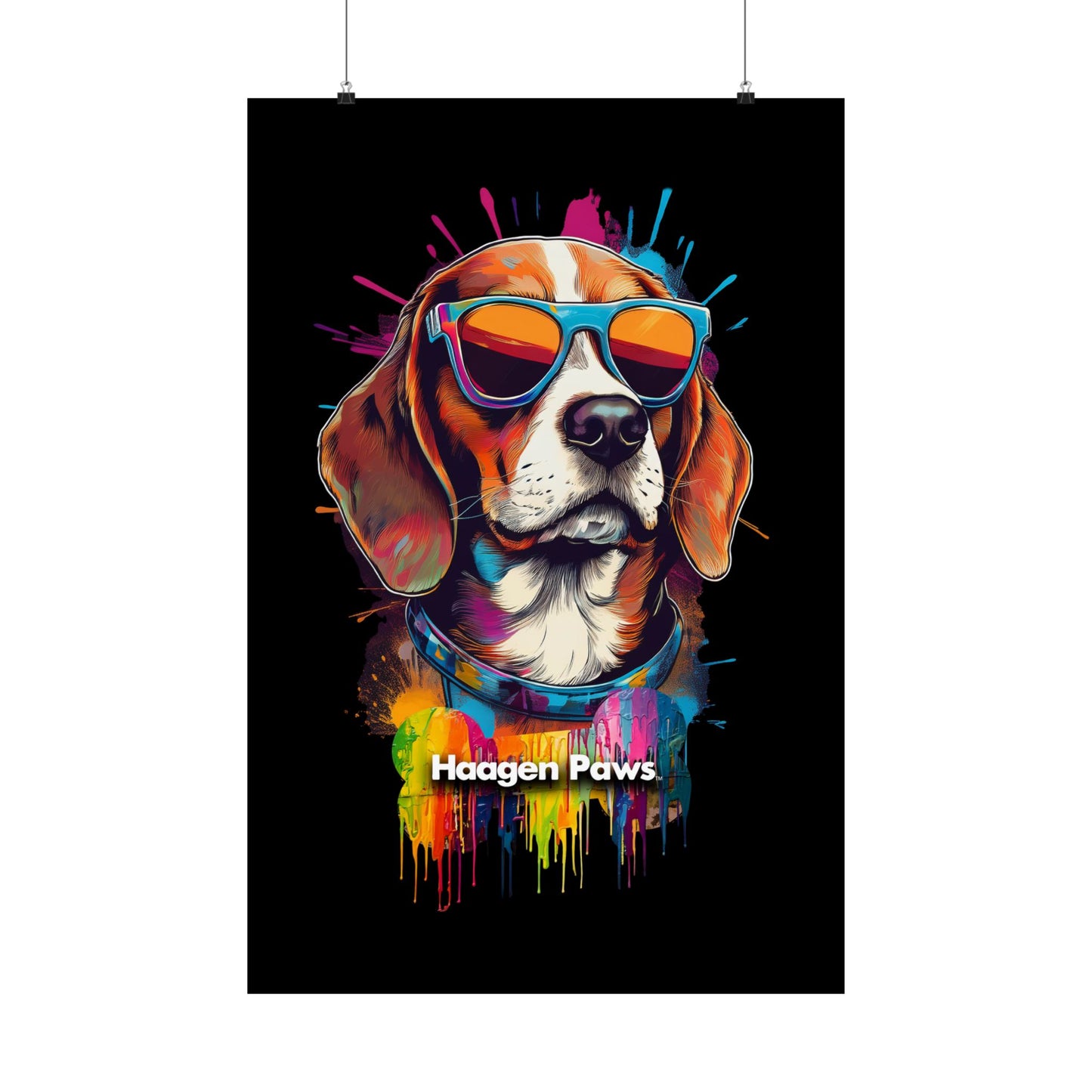 Beagle Wearing Sunglasses Haagen-Paws Graffiti Matte Vertical Posters