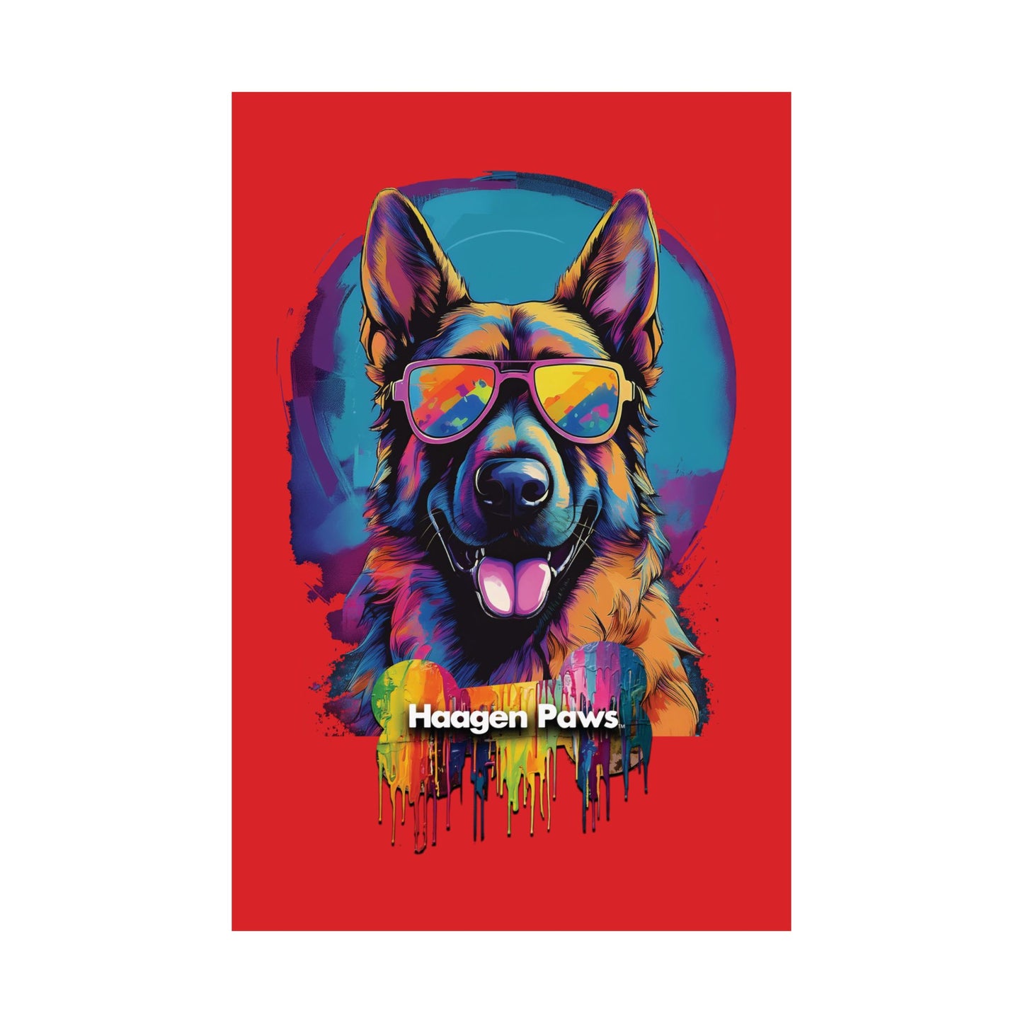 German Shepherd Wearing Sunglasses Haagen-Paws Graffiti Matte Vertical Posters