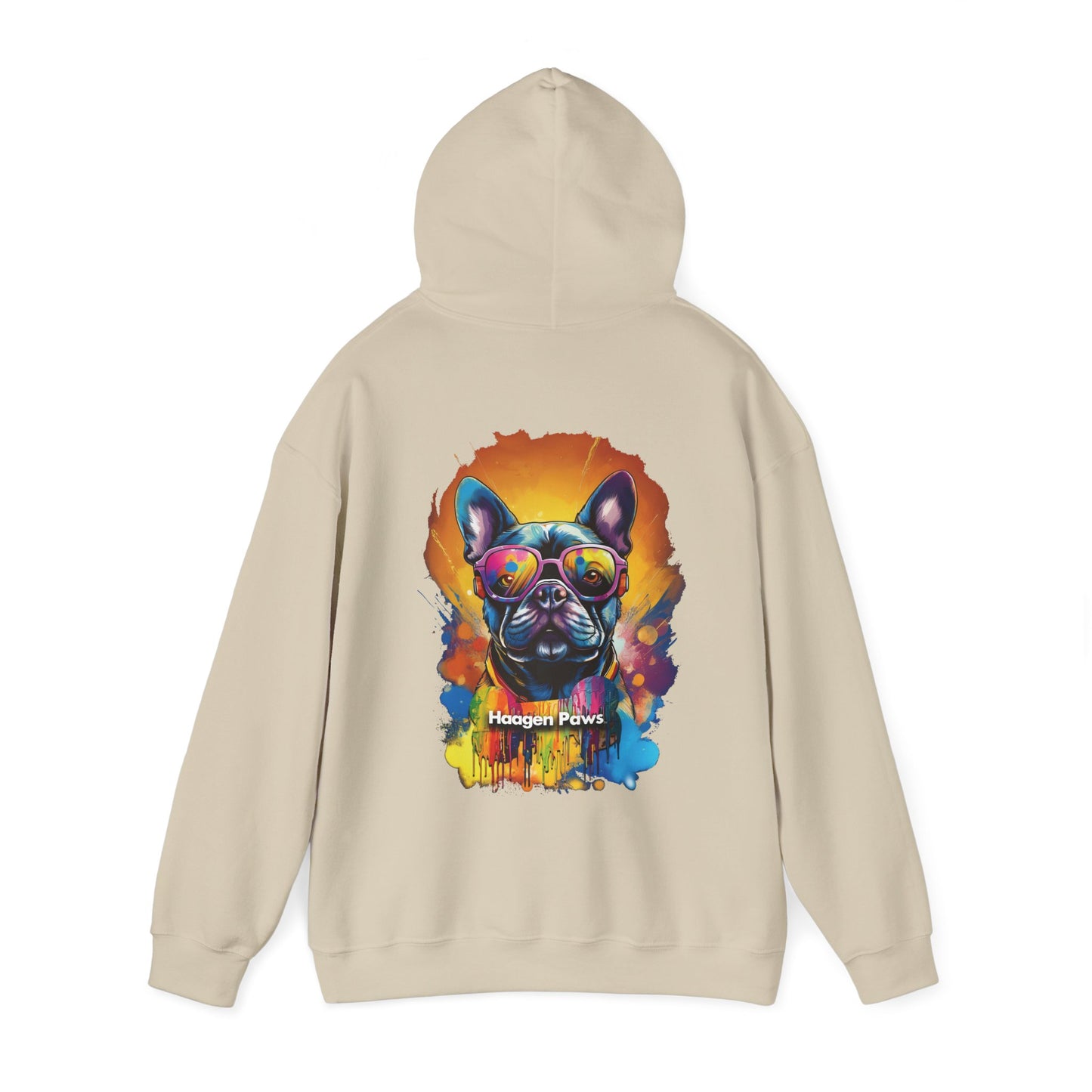 Frenchie Wearing Sunglasses Haagen-Paws Graffiti Unisex Heavy Blend™ Hooded Sweatshirt