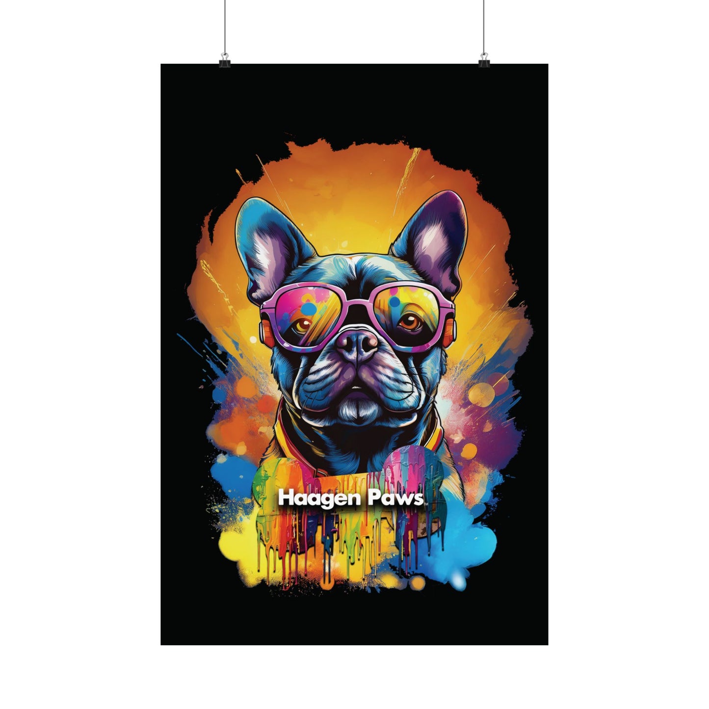 Frenchie Wearing Sunglasses Haagen-Paws Graffiti Matte Vertical Posters