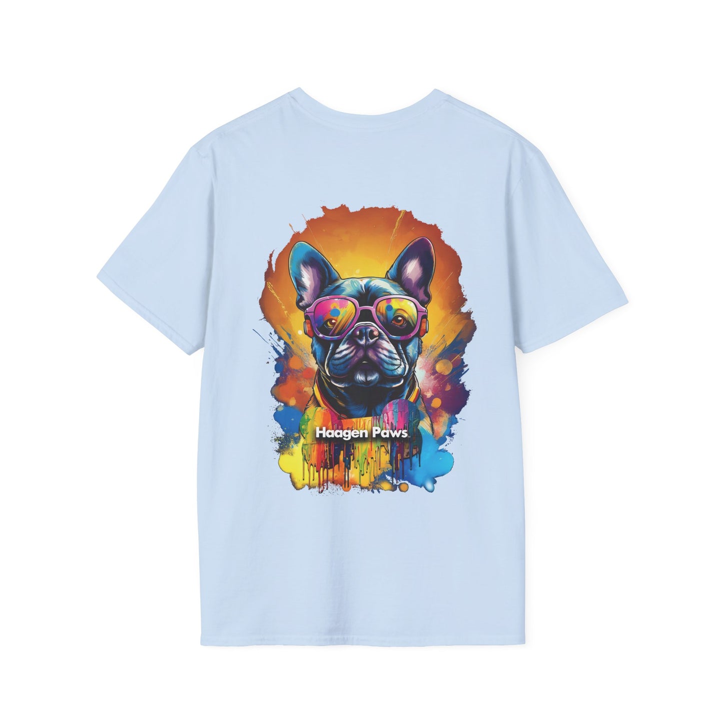 Frenchie Wearing Sunglasses Short Sleeve Haagen-Paws Graffiti T-Shirt