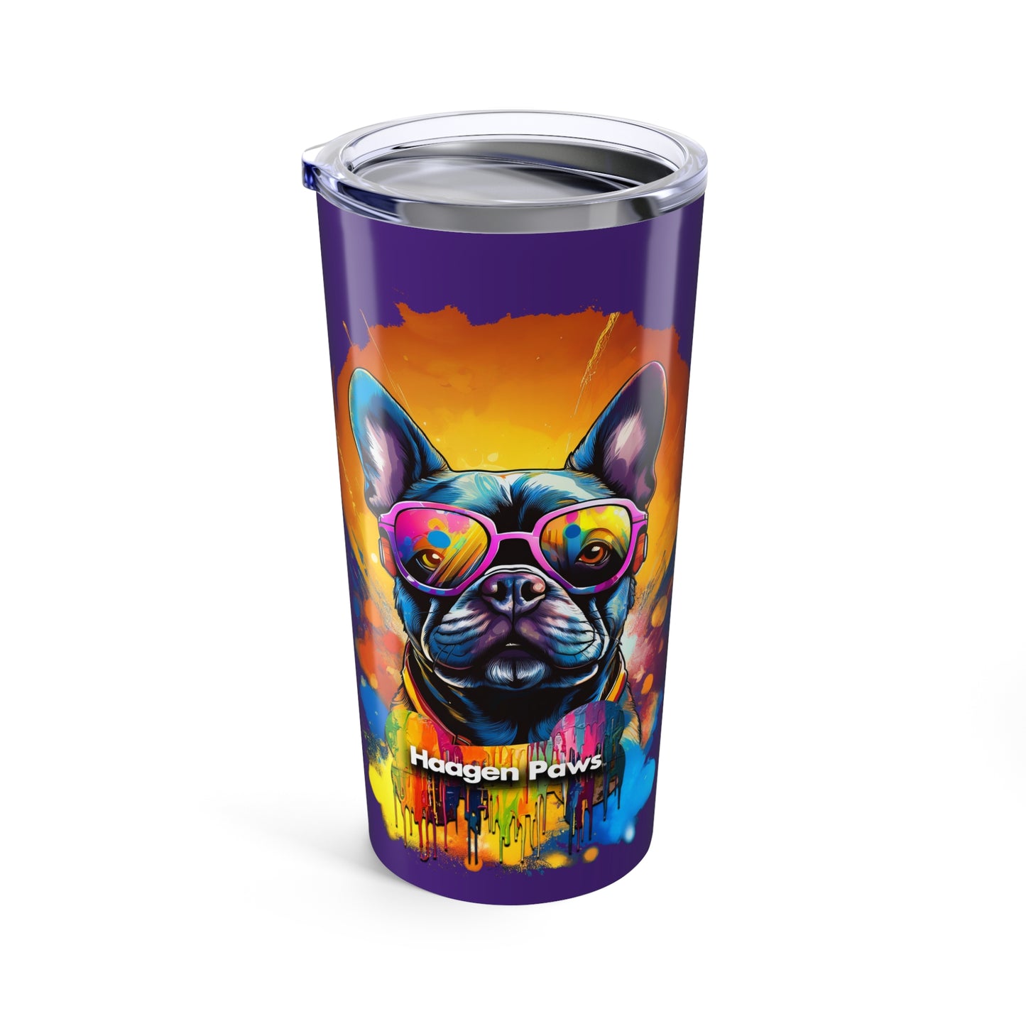 Frenchie Wearing Sunglasses Haagen-Paws Graffiti Tumbler 20oz