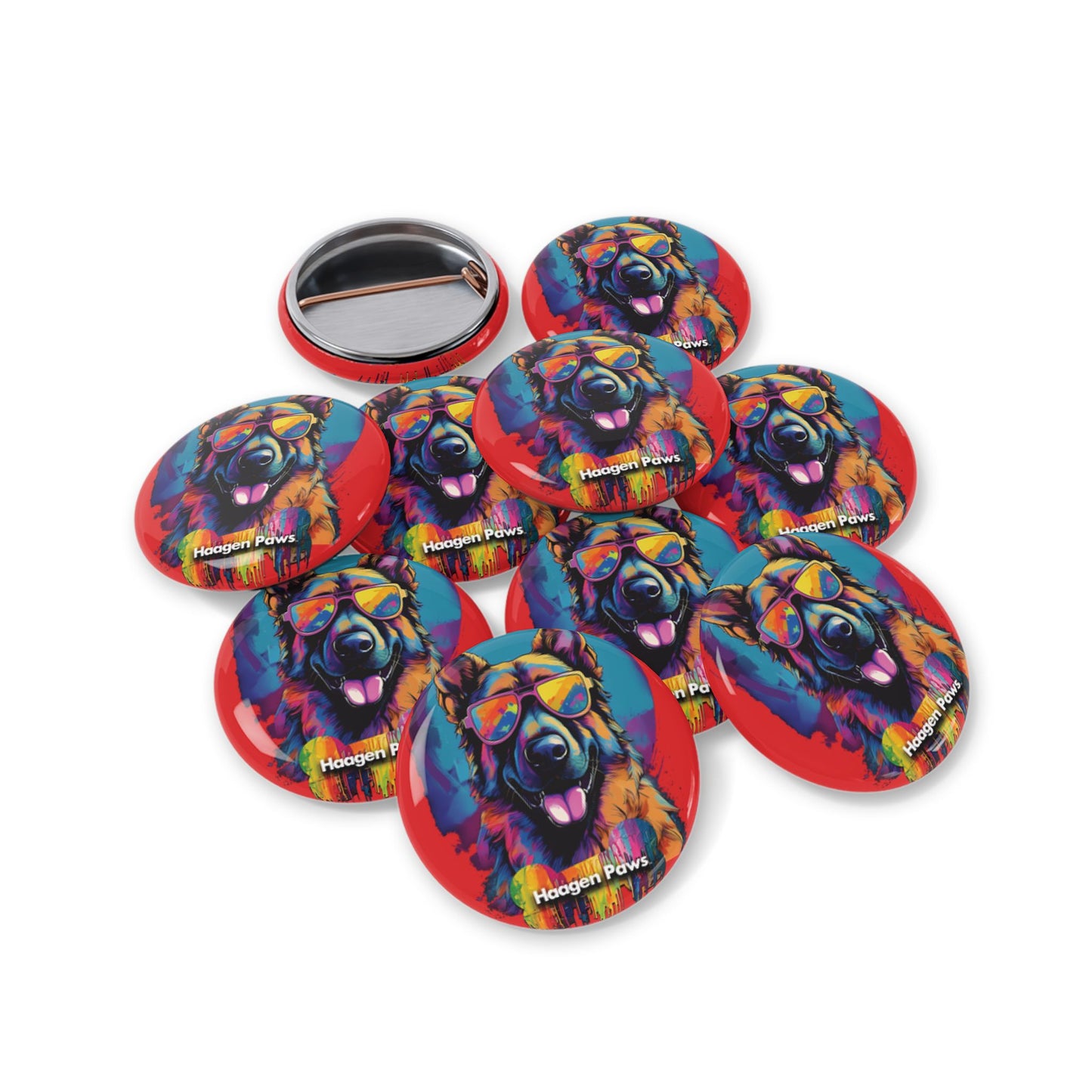 German Shepherd Wearing Sunglasses Haagen-Paws Graffiti Round Pins