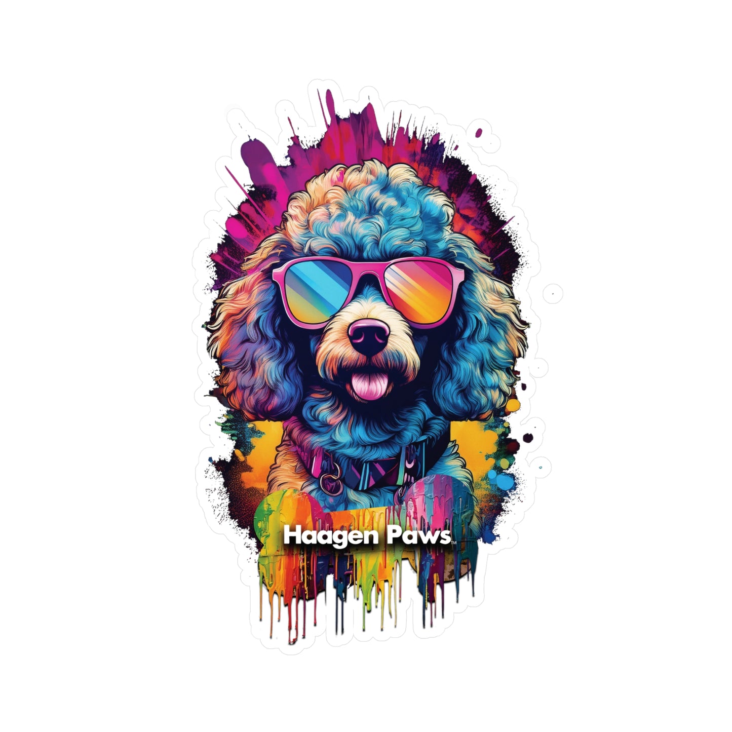 Poodle Wearing Sunglasses Haagen-Paws Graffiti Vinyl Decals
