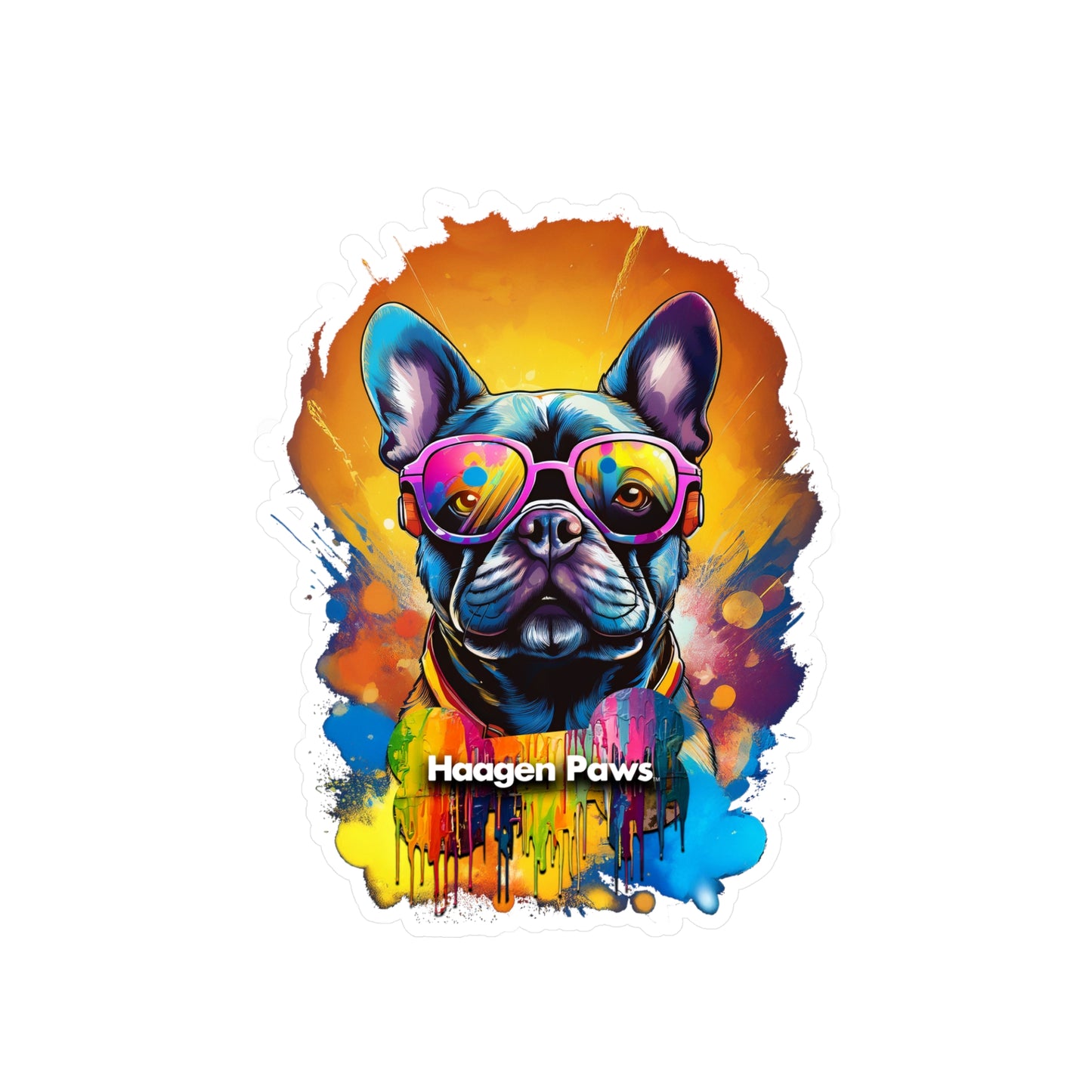 Frenchie Wearing Sunglasses Haagen-Paws Graffiti Vinyl Decals