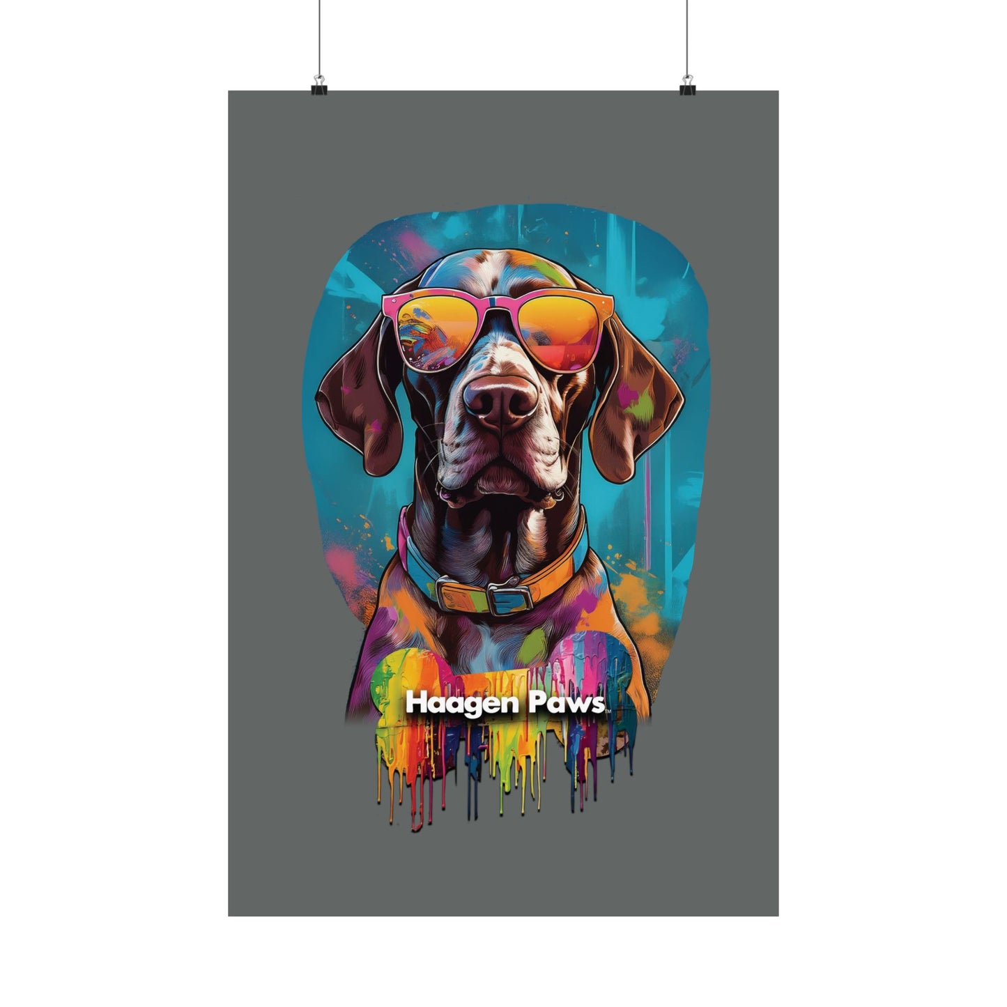 German Shorthaired Pointer Wearing Sunglasses Haagen-Paws Graffiti Matte Vertical Posters