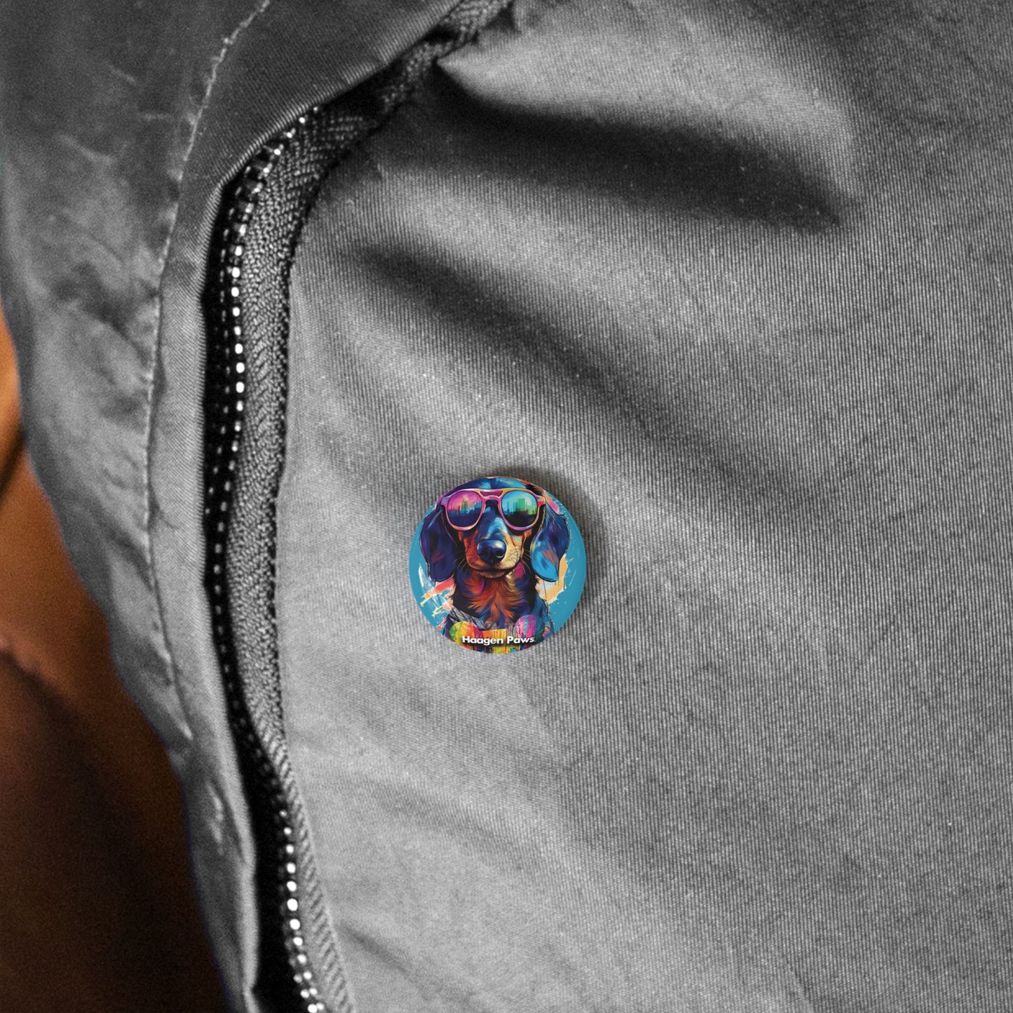 Dachshund Wearing Sunglasses Haagen-Paws Graffiti Round Pins