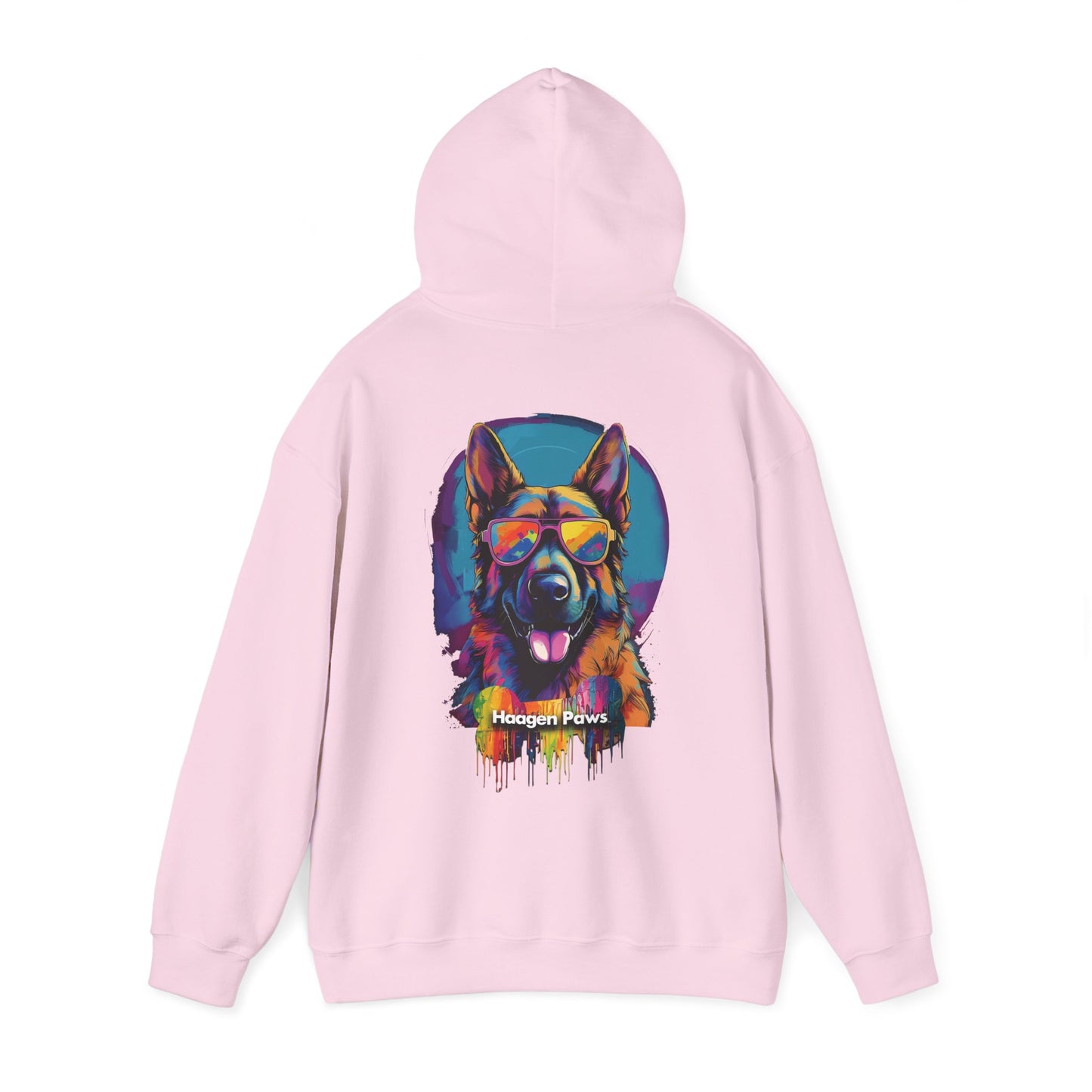 German Shepherd Wearing Sunglasses Haagen-Paws Graffiti Unisex Heavy Blend™ Hooded Sweatshirt