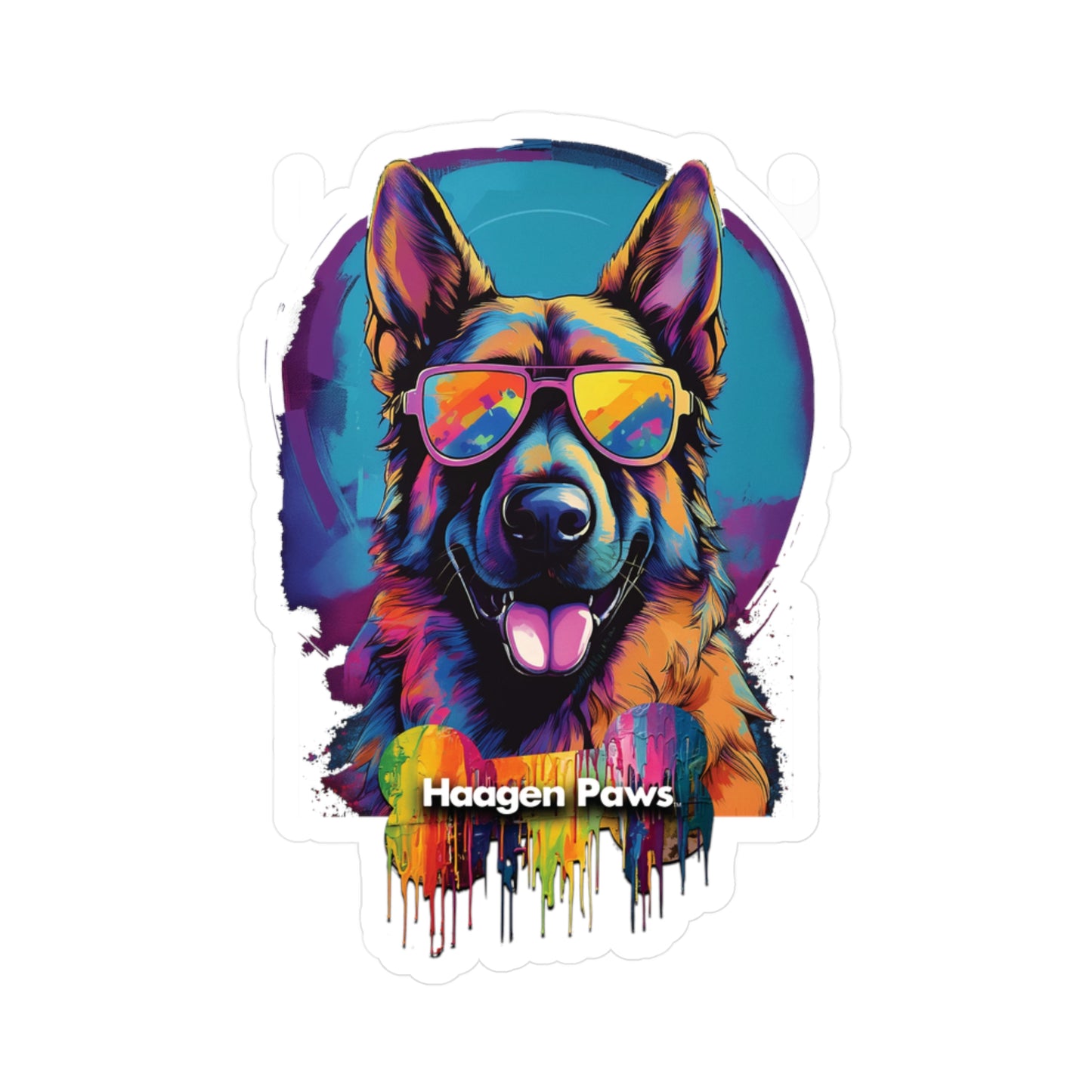 German Shepherd Wearing Sunglasses Haagen-Paws Graffiti Vinyl Decals