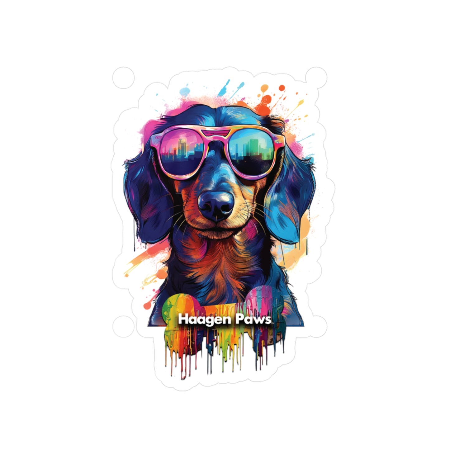 Dachshund Wearing Sunglasses Haagen-Paws Graffiti Vinyl Decals