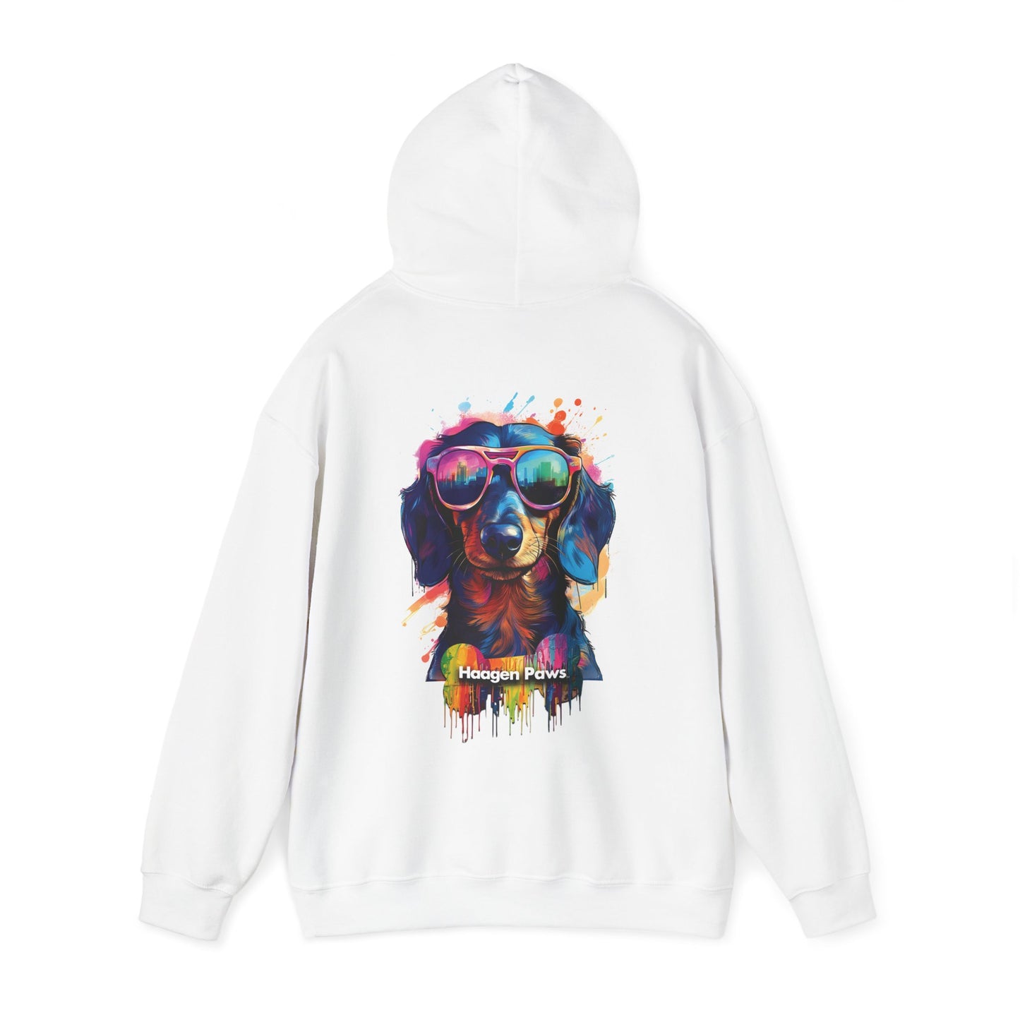 Dachshund Wearing Sunglasses Haagen-Paws Graffiti Unisex Heavy Blend™ Hooded Sweatshirt