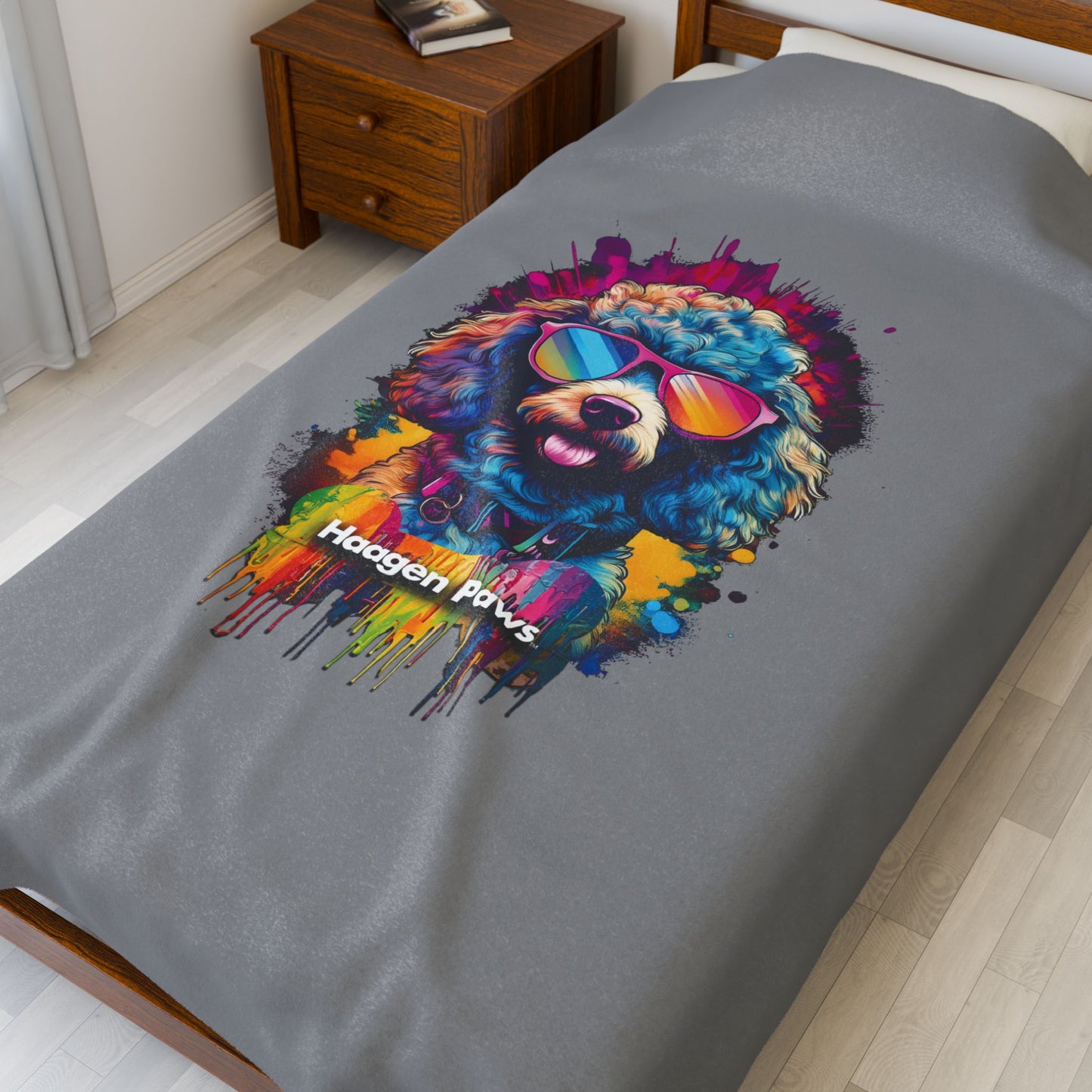 Haagen Paws Poodle Velveteen Plush Blanket